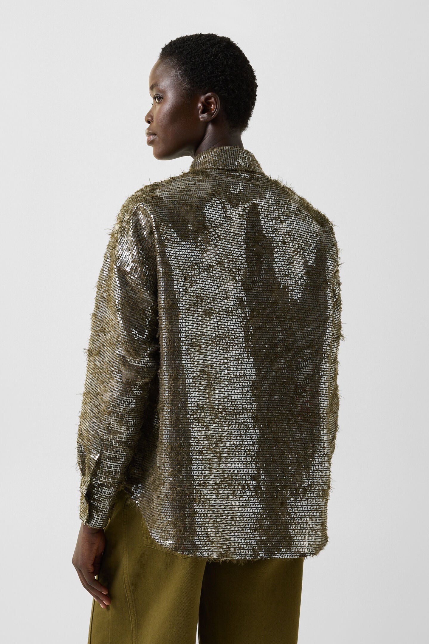 Florence Sequin Shirt Blouse Olive