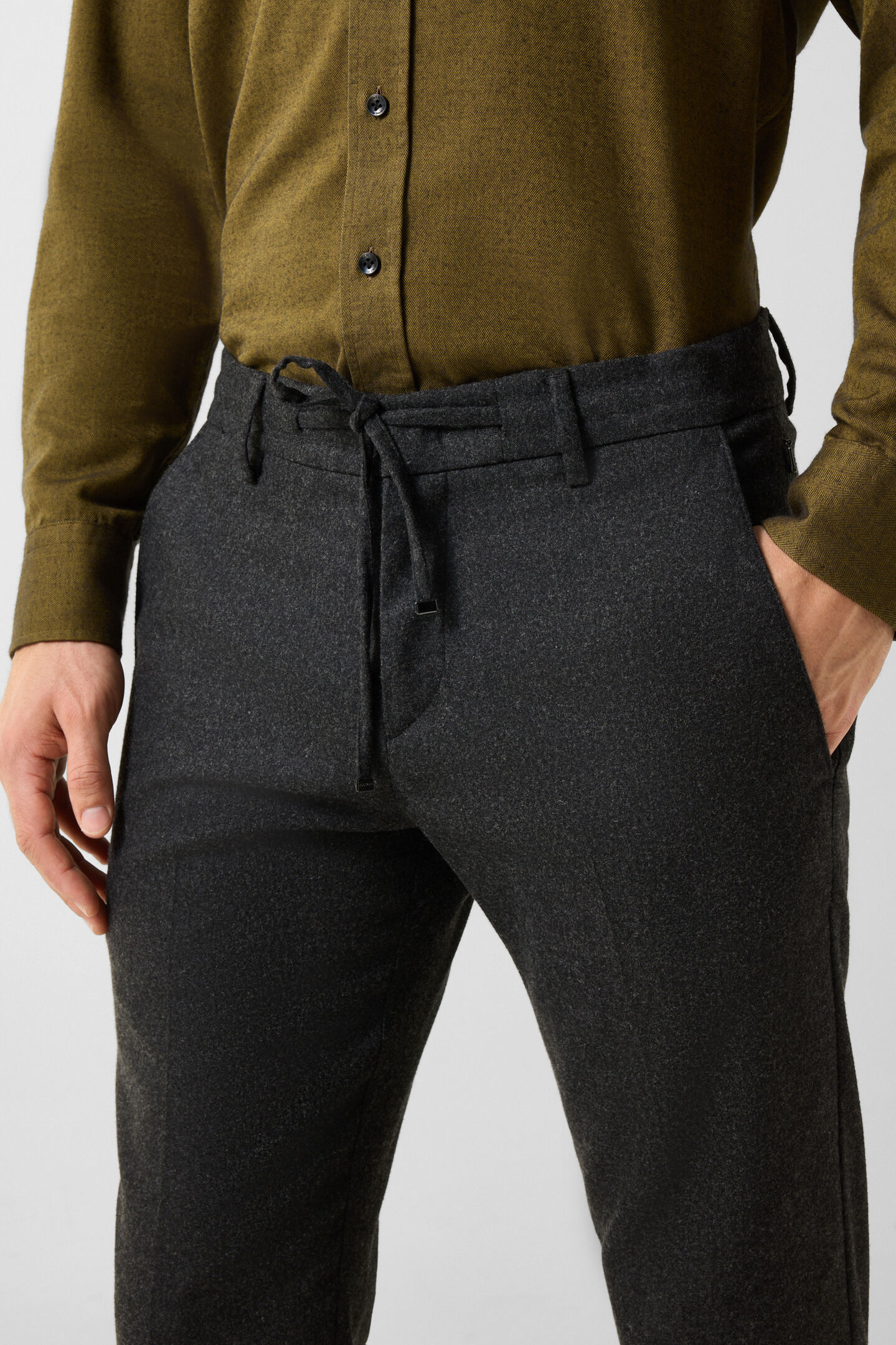 Pantalon Riley Business en m&eacute;lange de laine anthracite