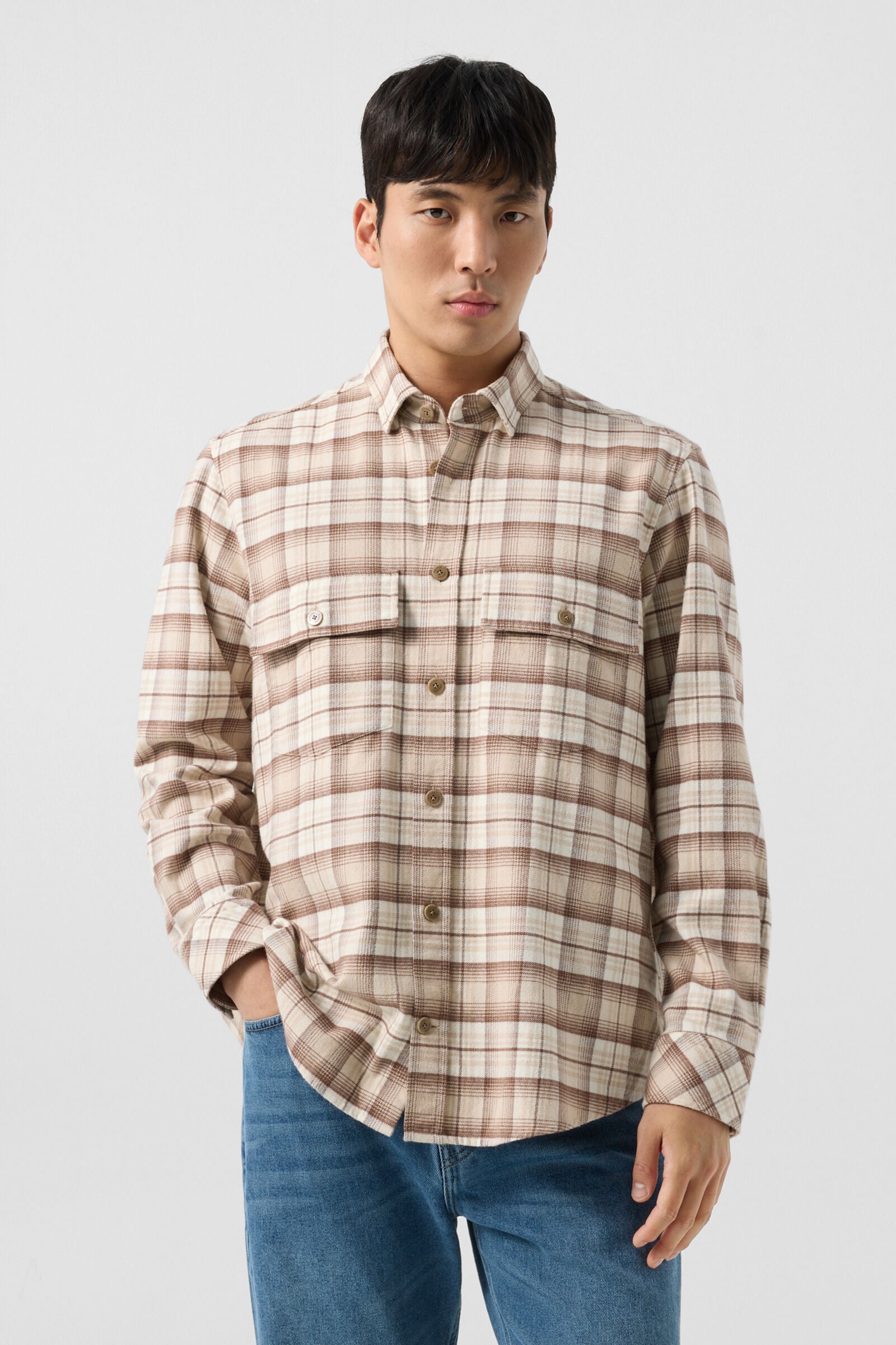 Heiko flannel shirt Brown/Beige