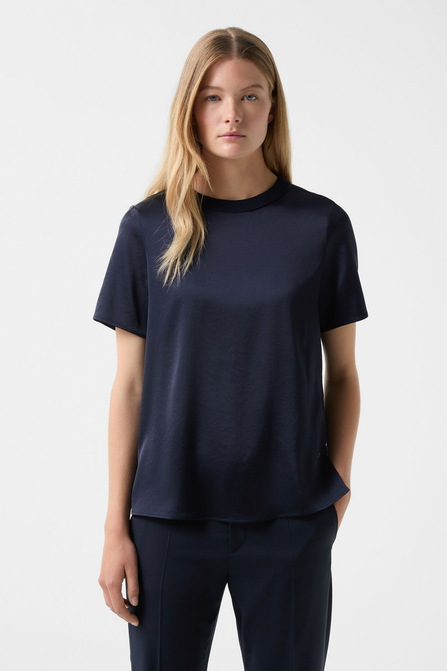 Satin-Shirt Dylan Navy-Blau