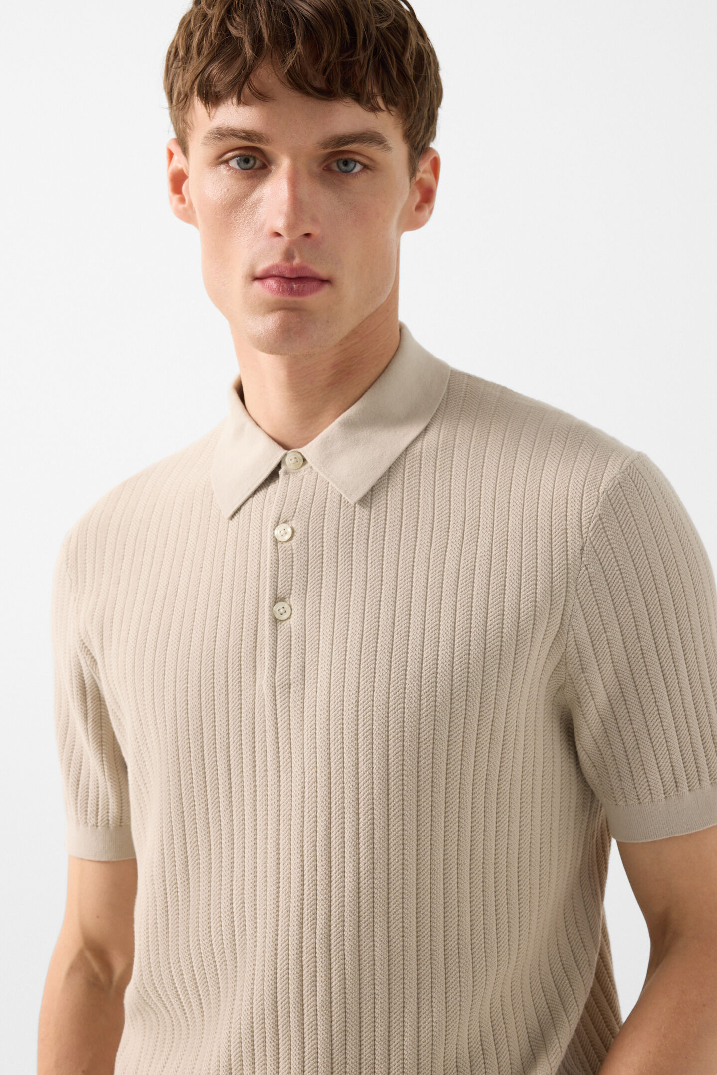 Strick-Polo-Shirt Tobias Sand