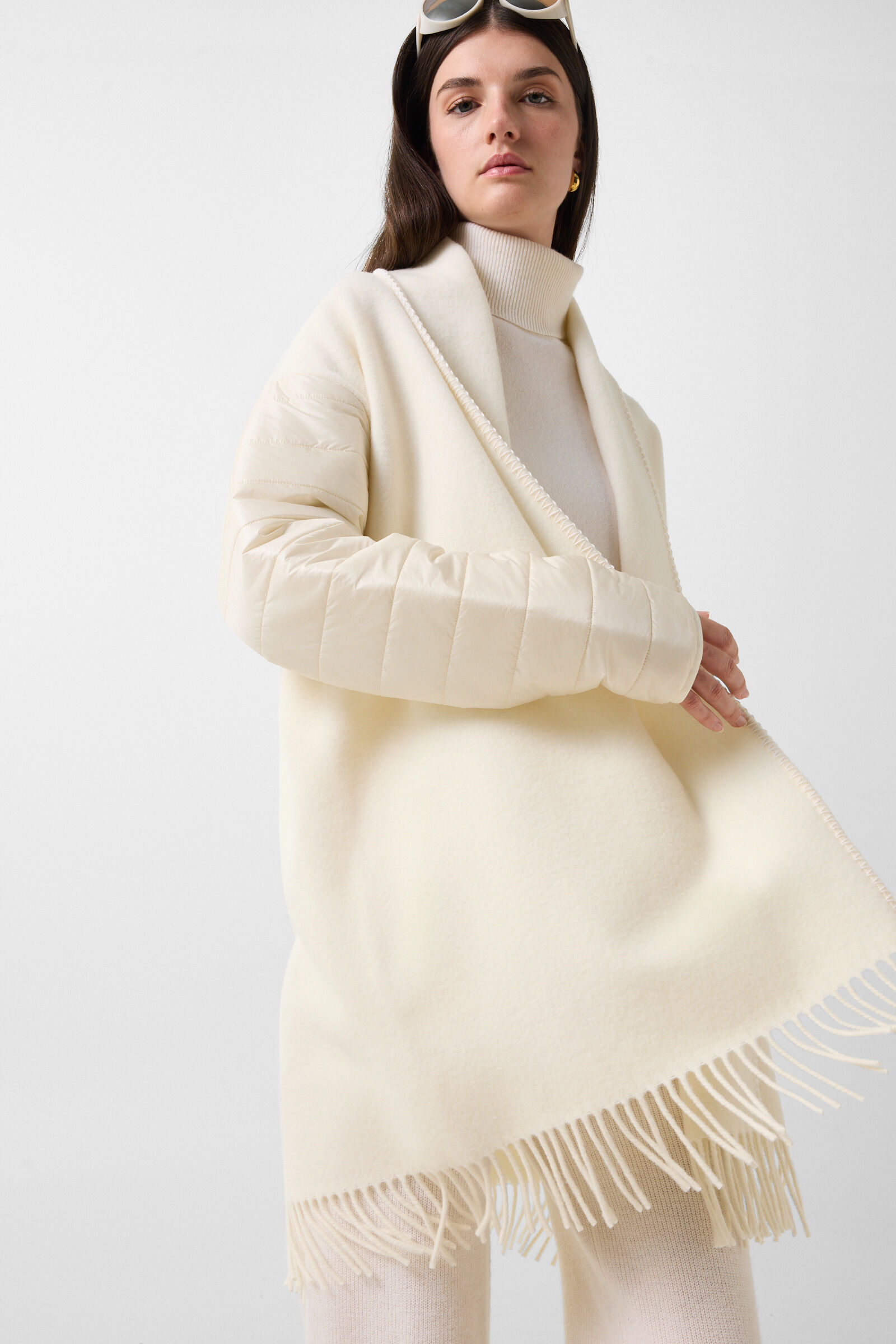 Wool Mix Poncho Off-White