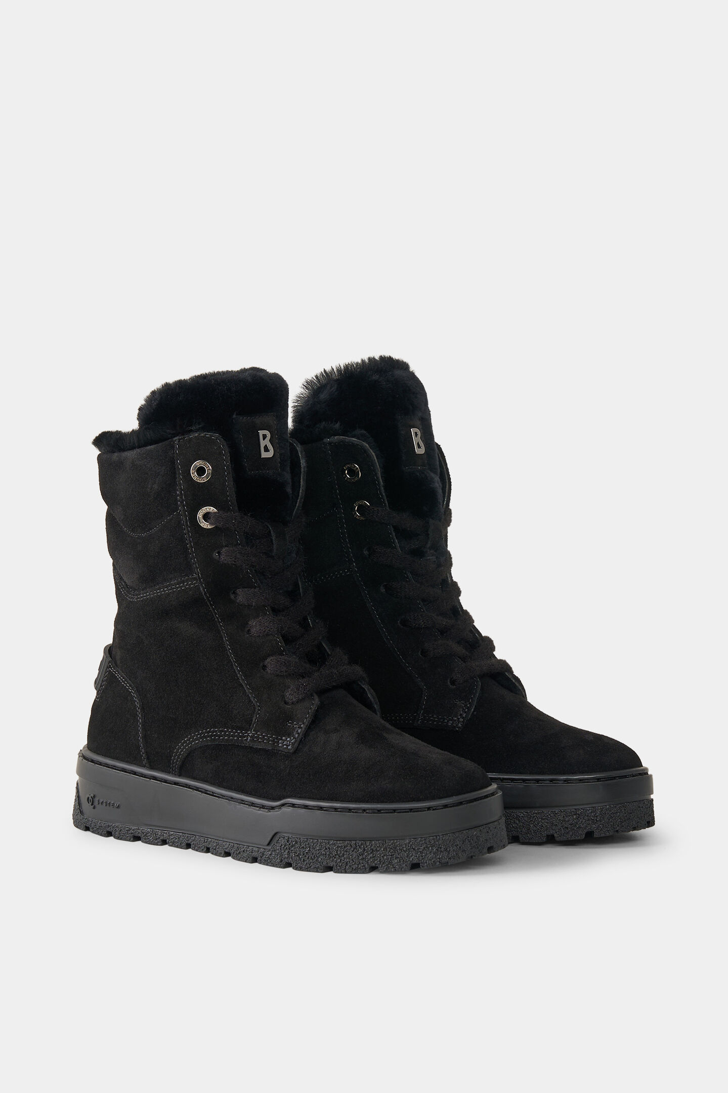 Calgary lace-up boots with spikes Black
