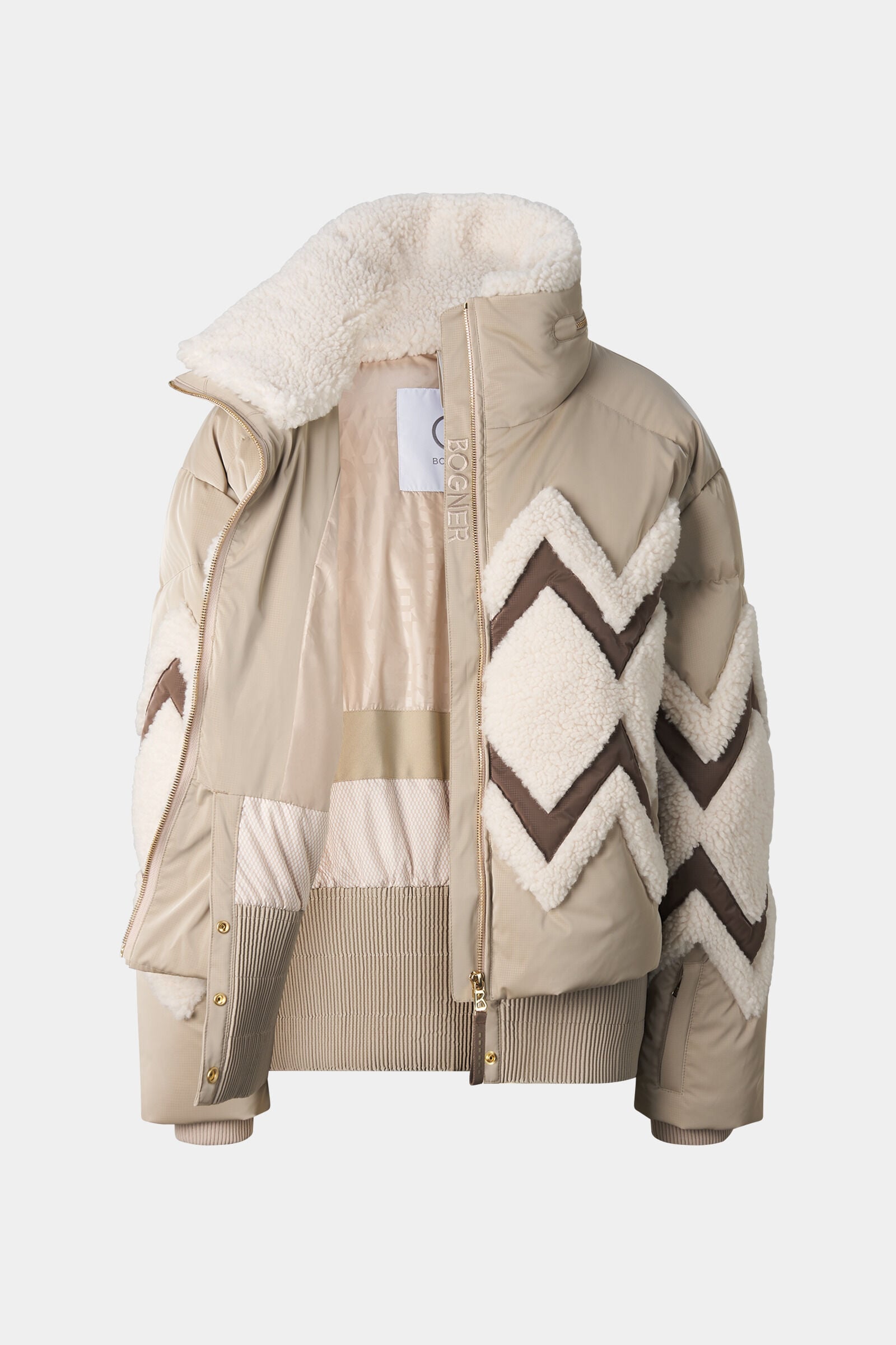 Ski-Daunenjacke Vaia Camel/Off-White