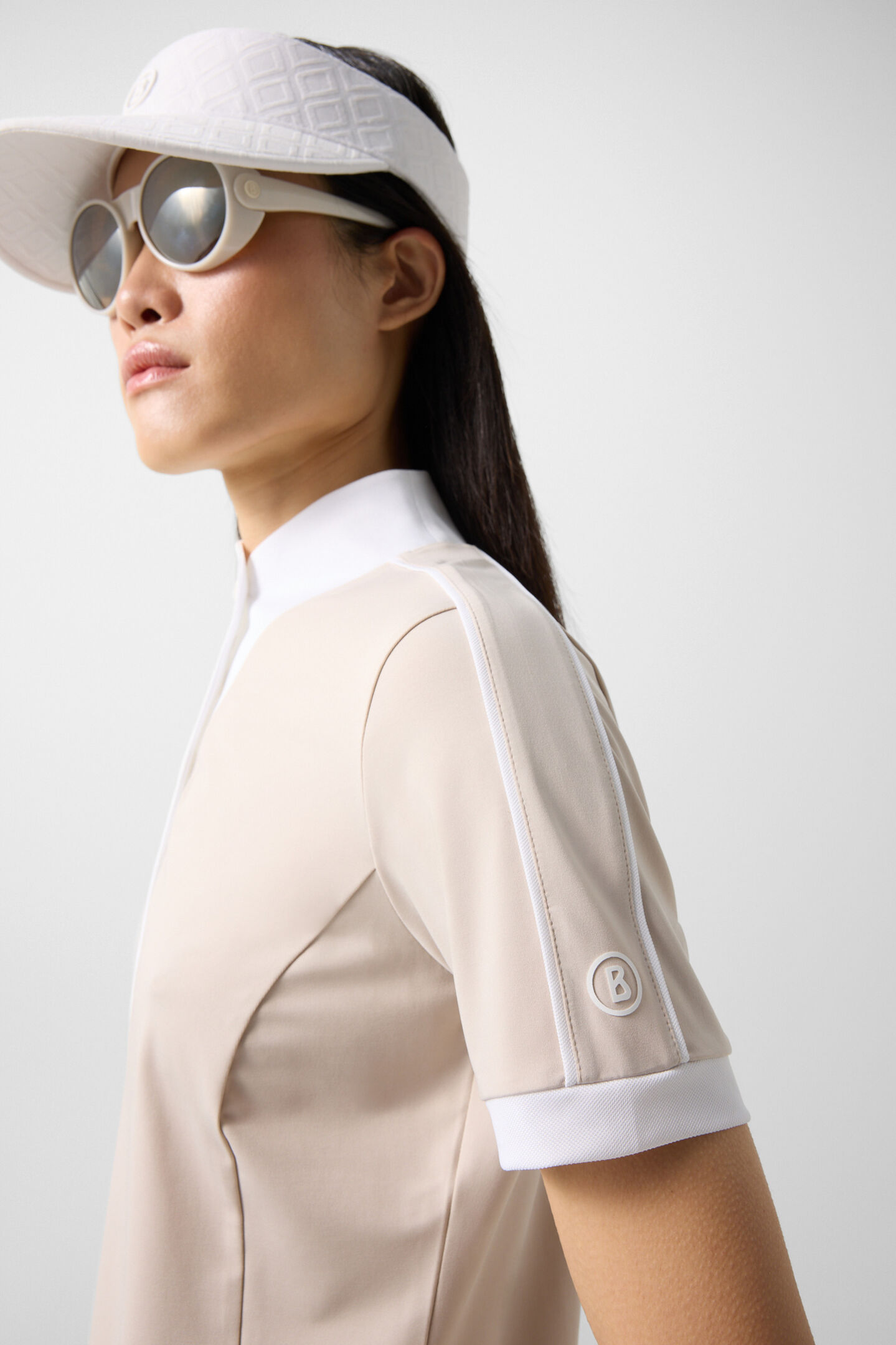 Katrina functional short-sleeved top Sand/white