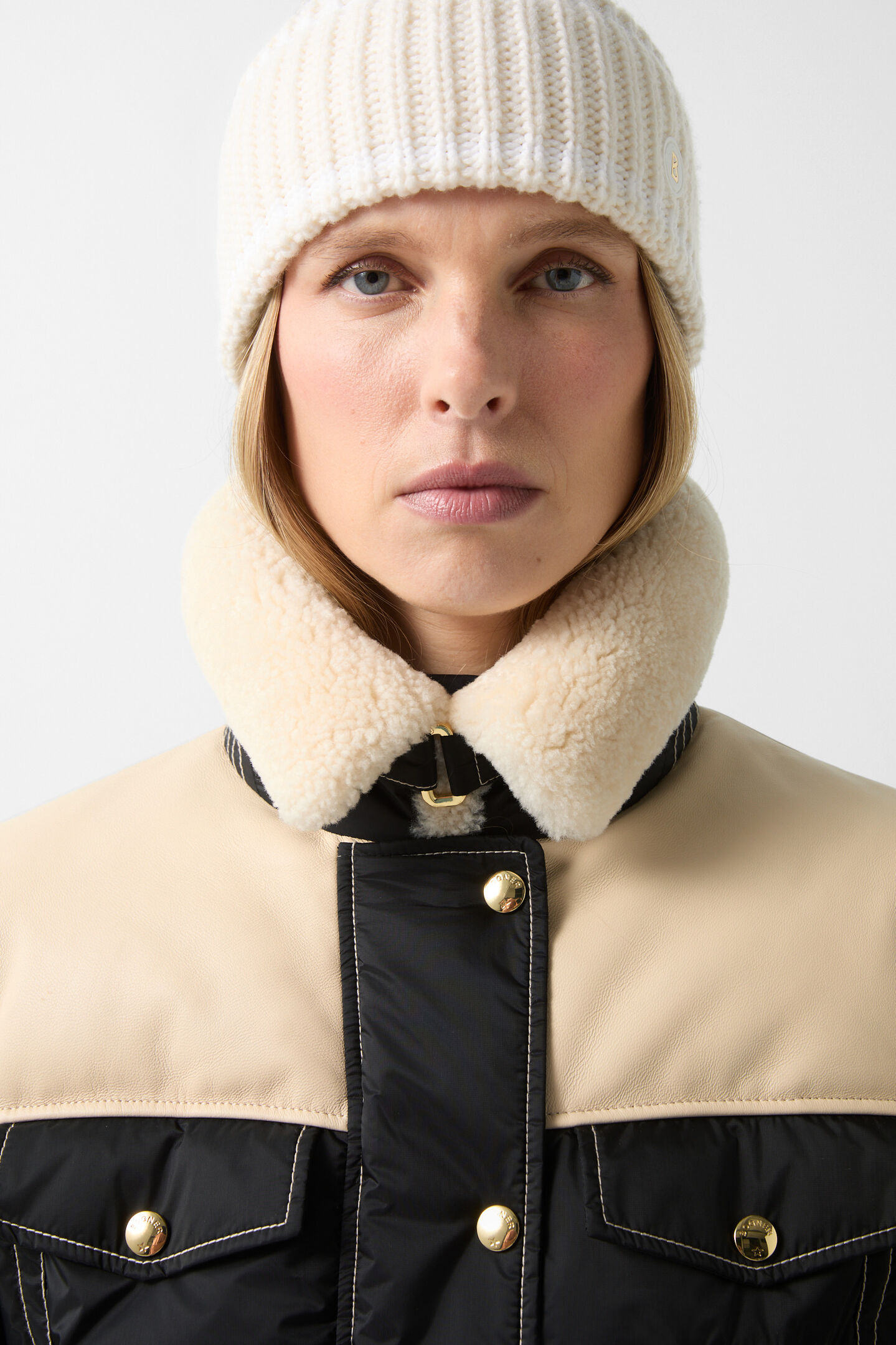 Ski-Daunenjacke Amia Schwarz/Creme