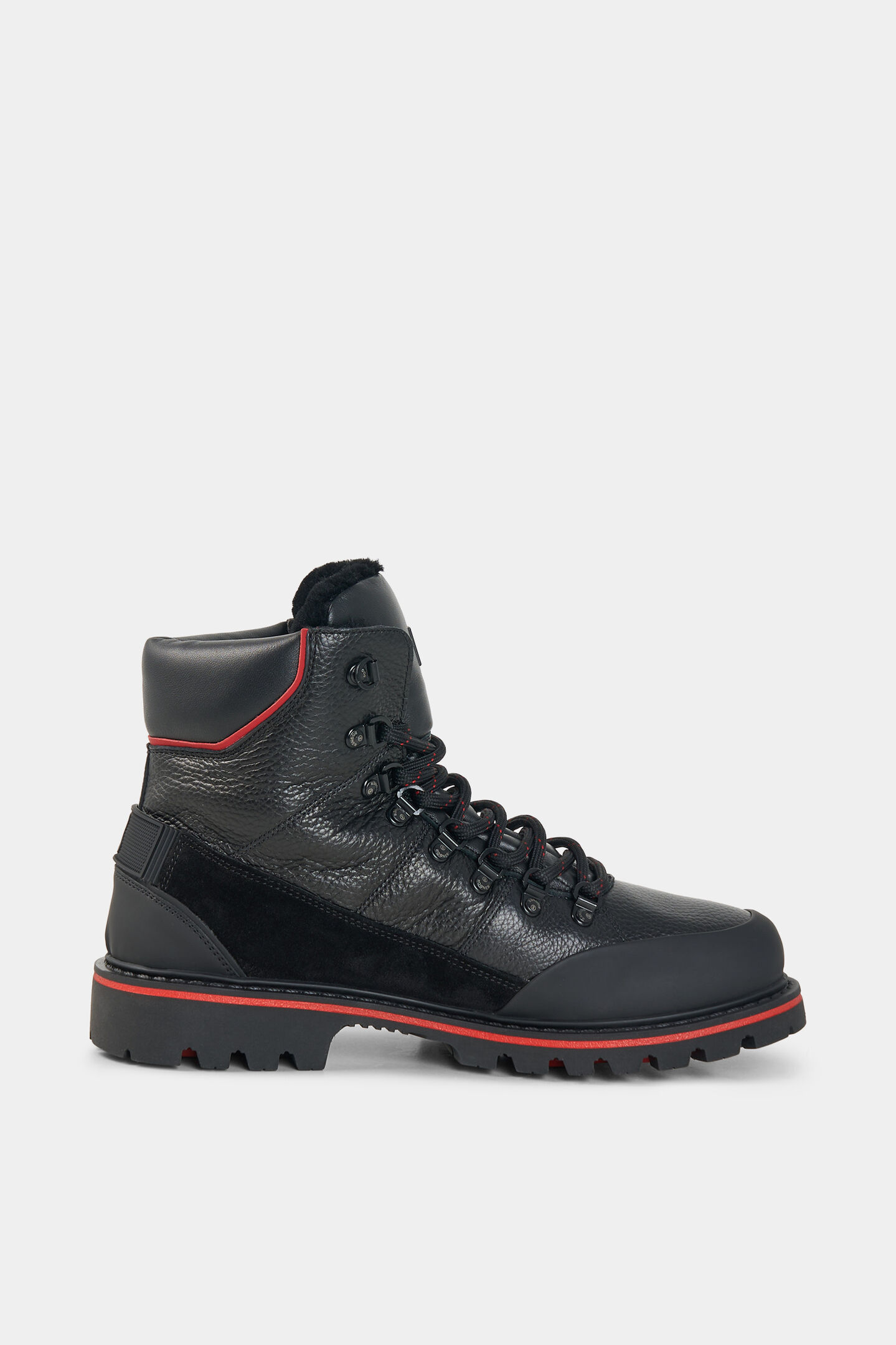 Bottes &agrave; lacets Helsinki avec crampons Noir/Rouge