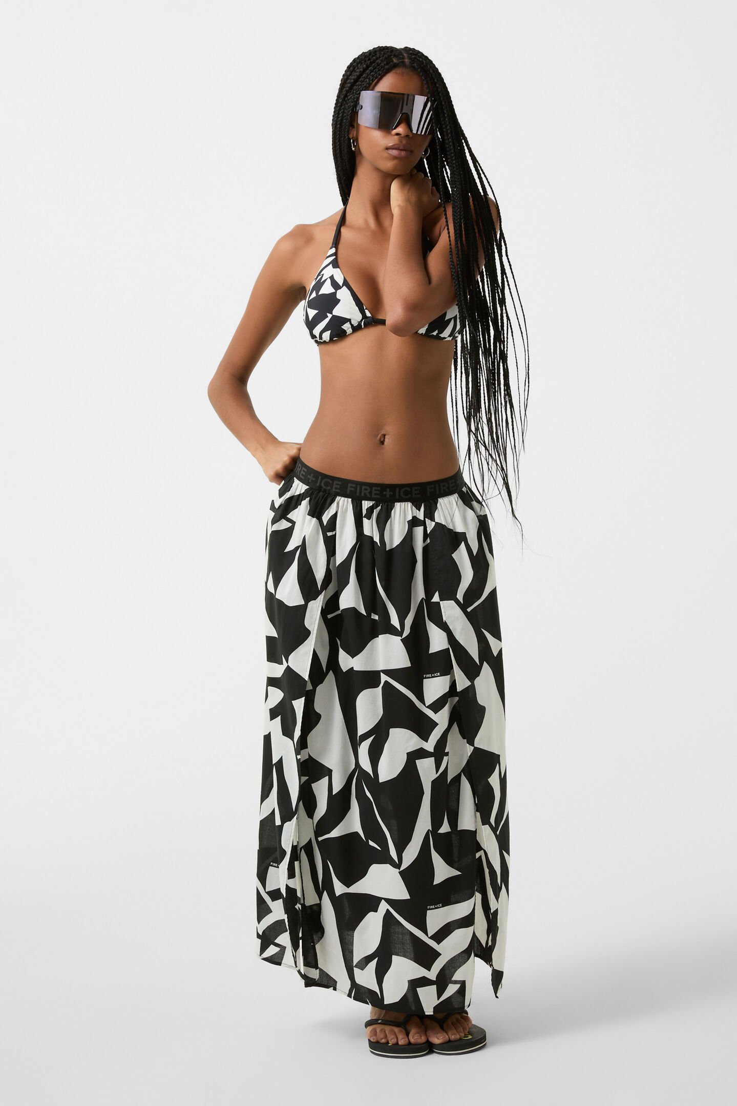 Jupe de plage Nadea noir/blanc