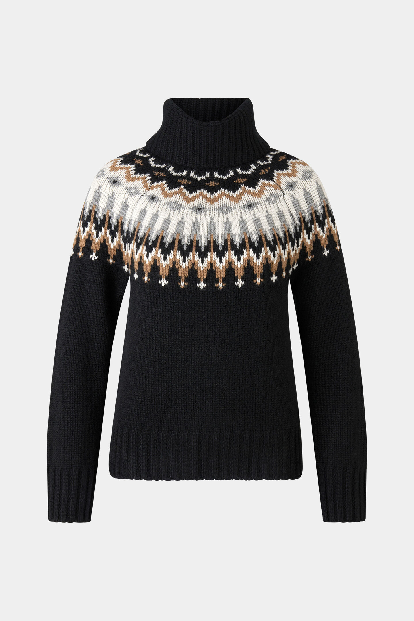 Norweger-Pullover Ingrid Schwarz/Camel/Off-White