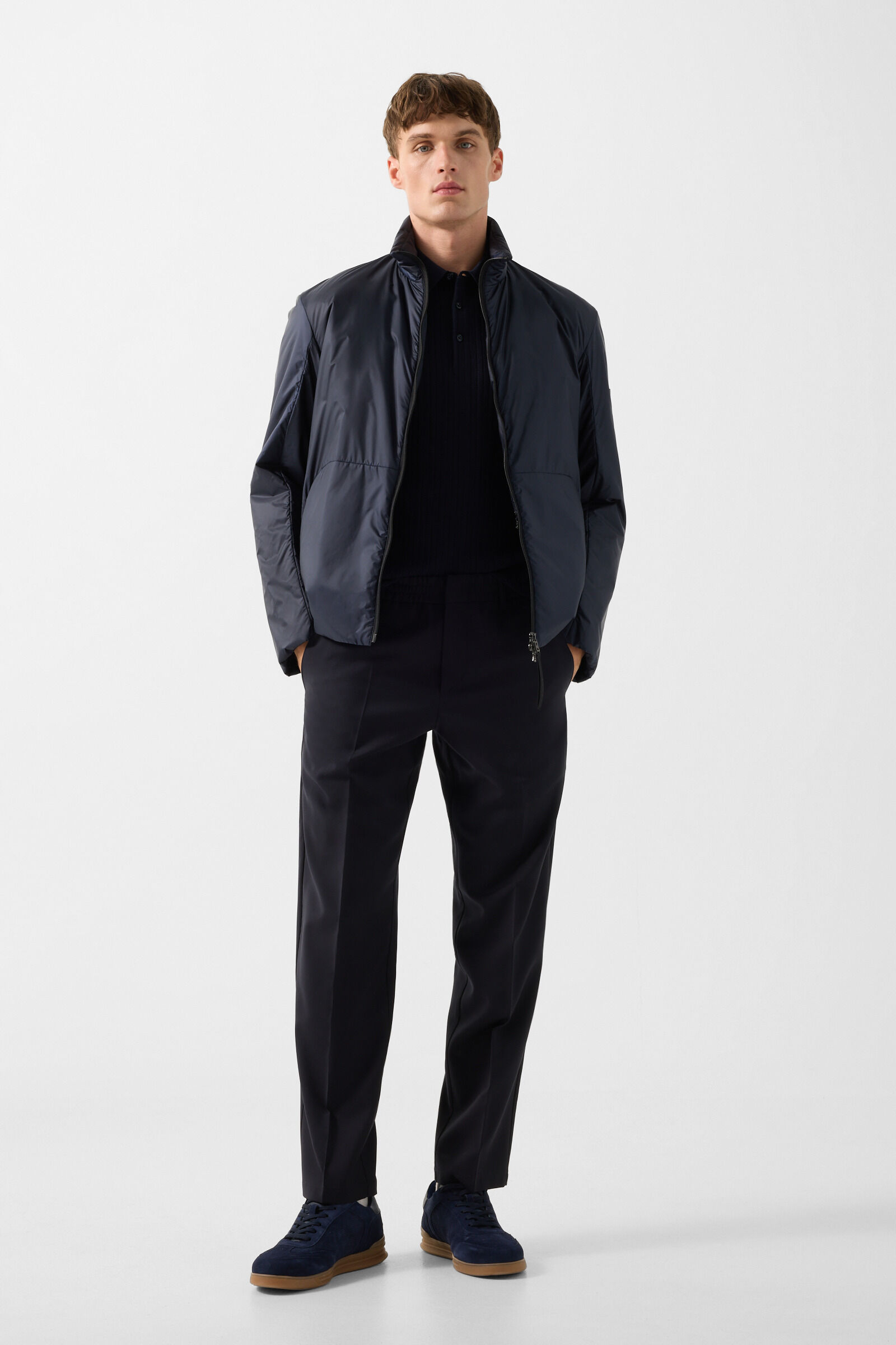 Strick-Polo-Shirt Tobias Navy-Blau