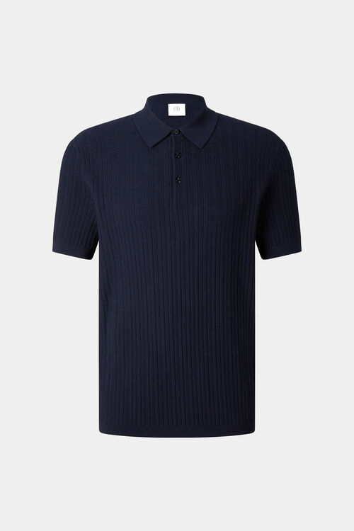 Strick-Polo-Shirt Tobias Navy-Blau