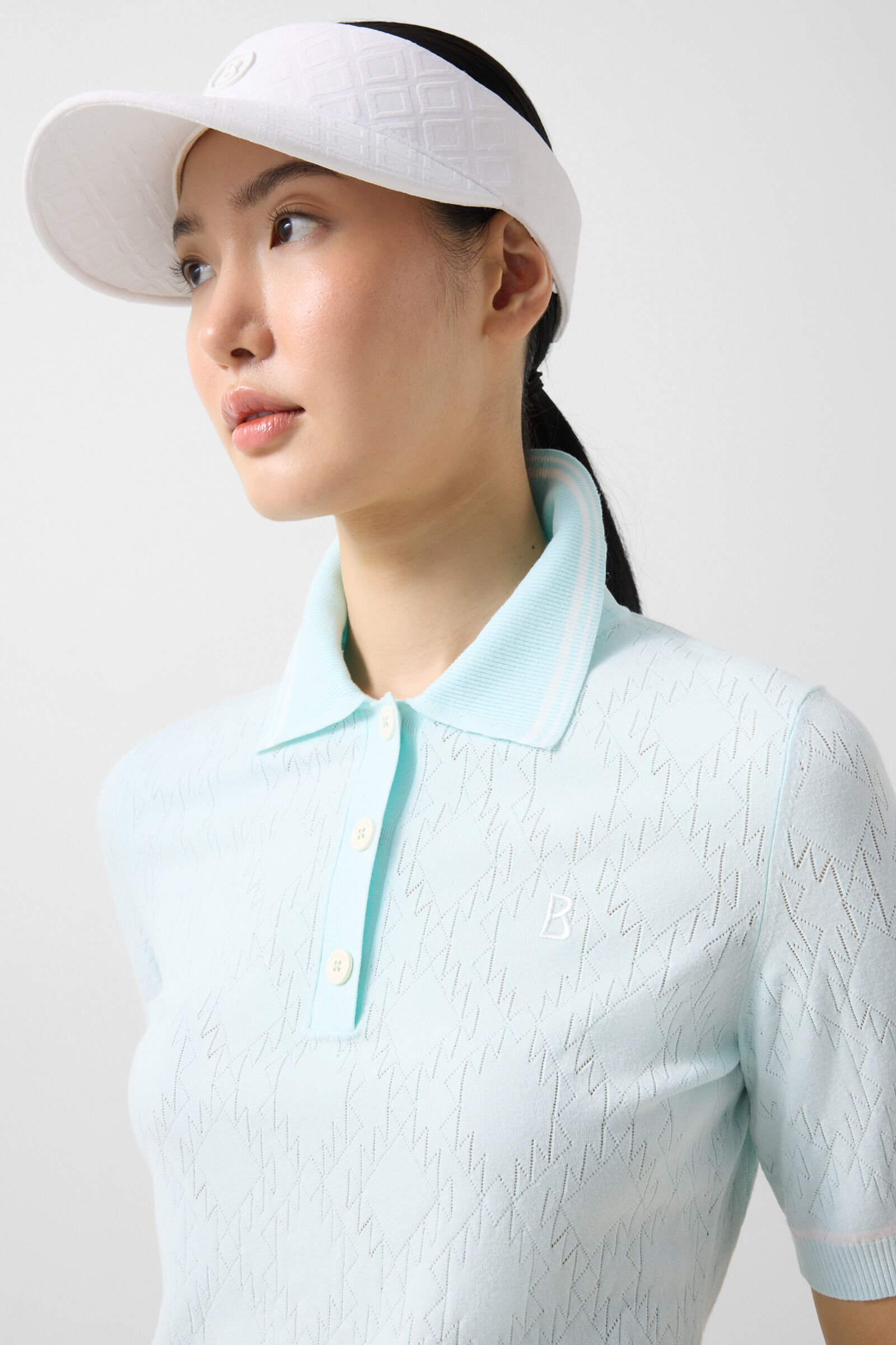 Mandy knitted polo shirt Light blue