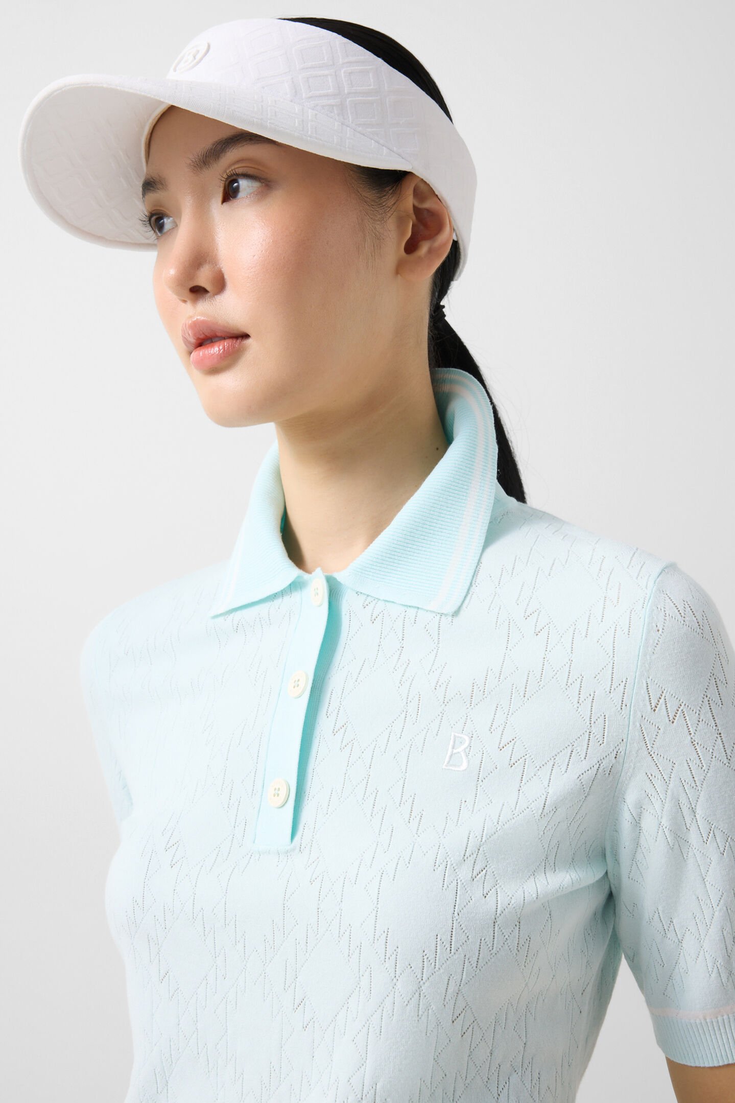 Mandy knitted polo shirt Light blue