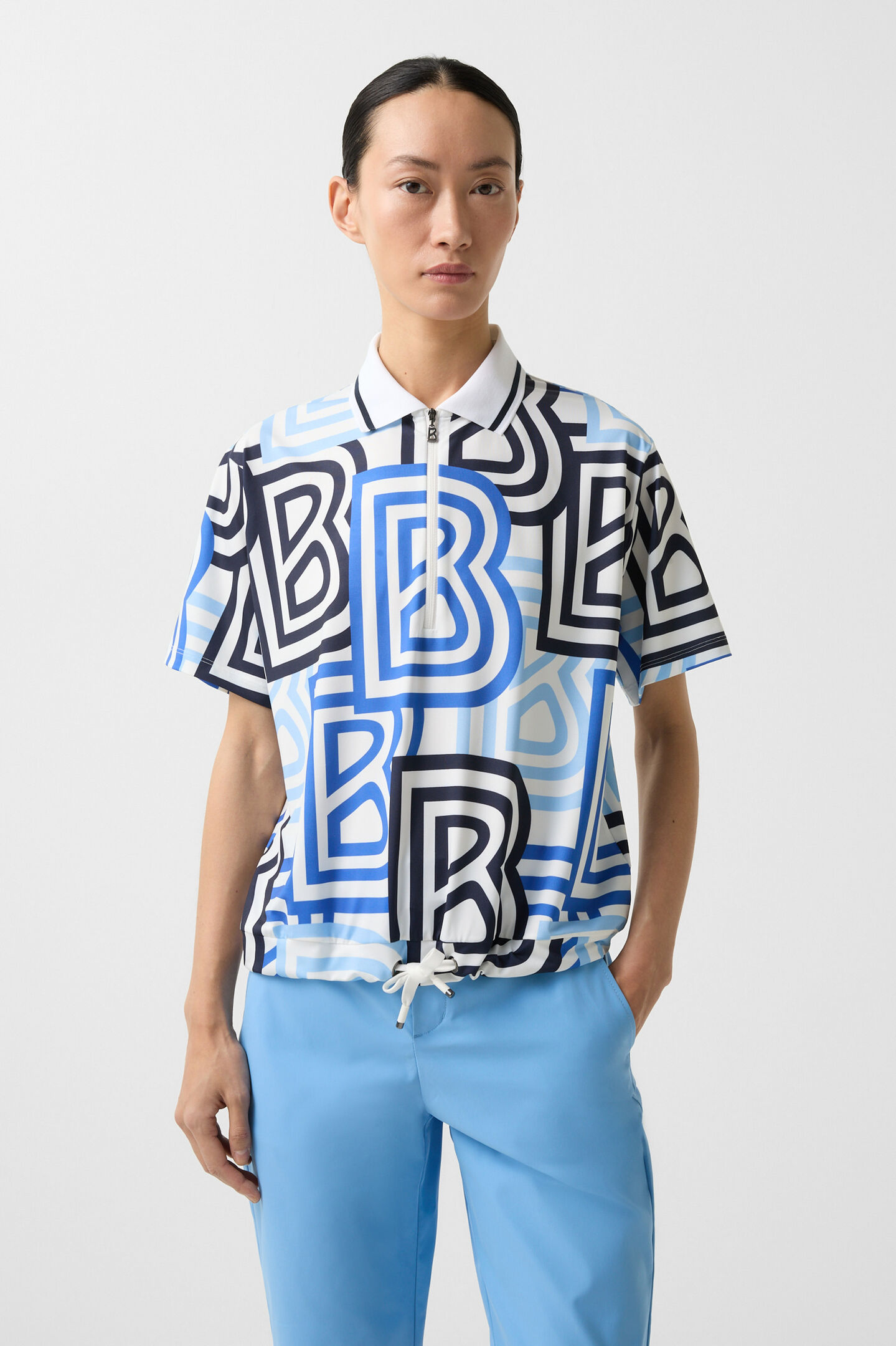 Funktions-Polo-Shirt Tarisa Blau/Off-White