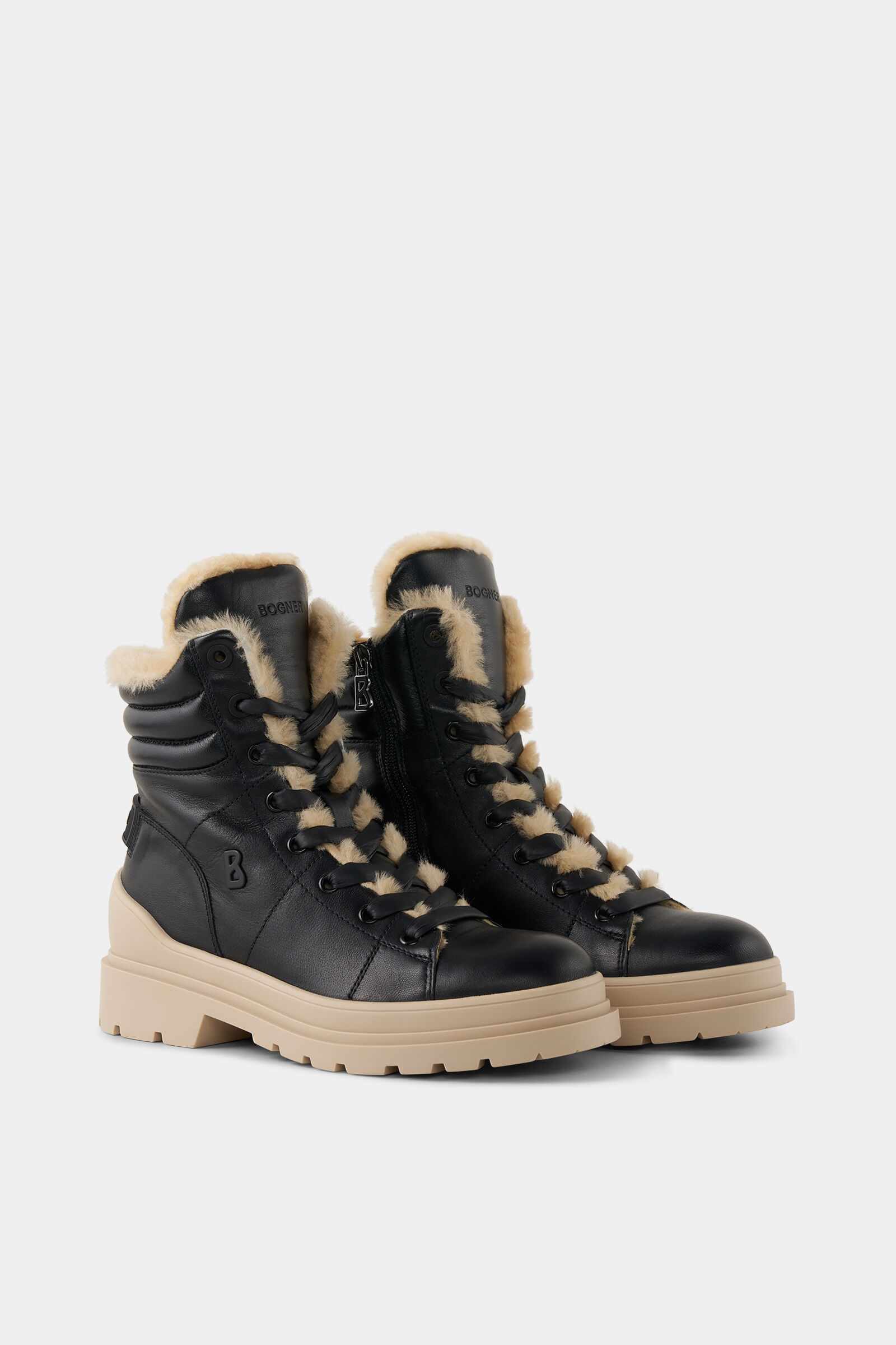 Mid boots St.Moritz with spikes Black/beige
