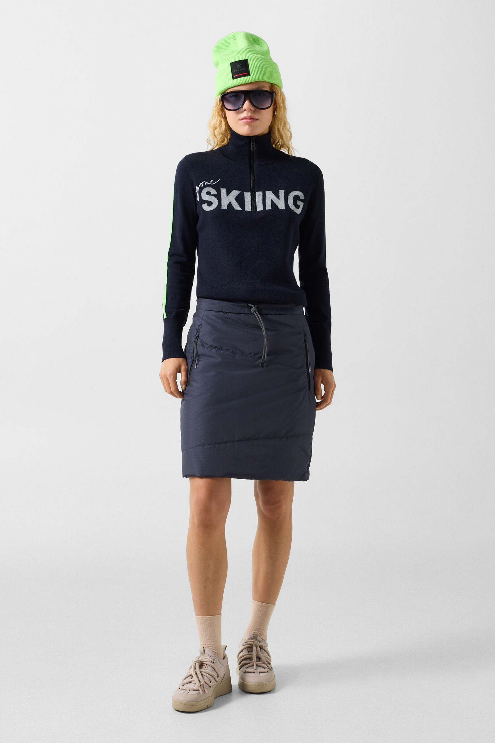 Belva Functional Quilted Skirt Navy