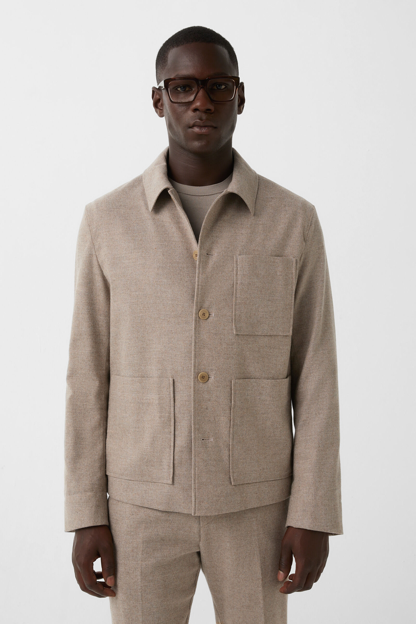 Flannel overshirt Mirco Greige