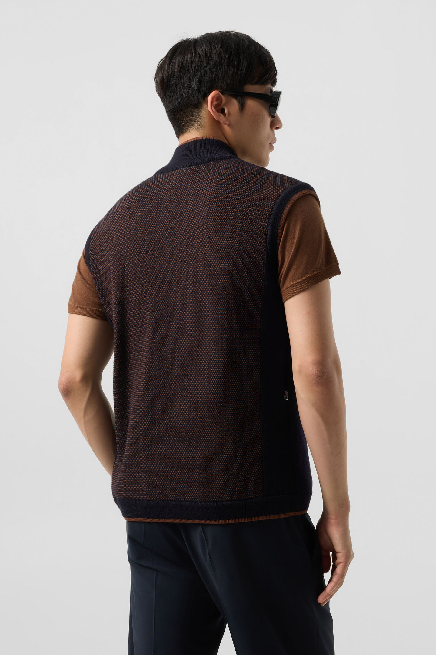Enzo knitted waistcoat Navy blue/brown