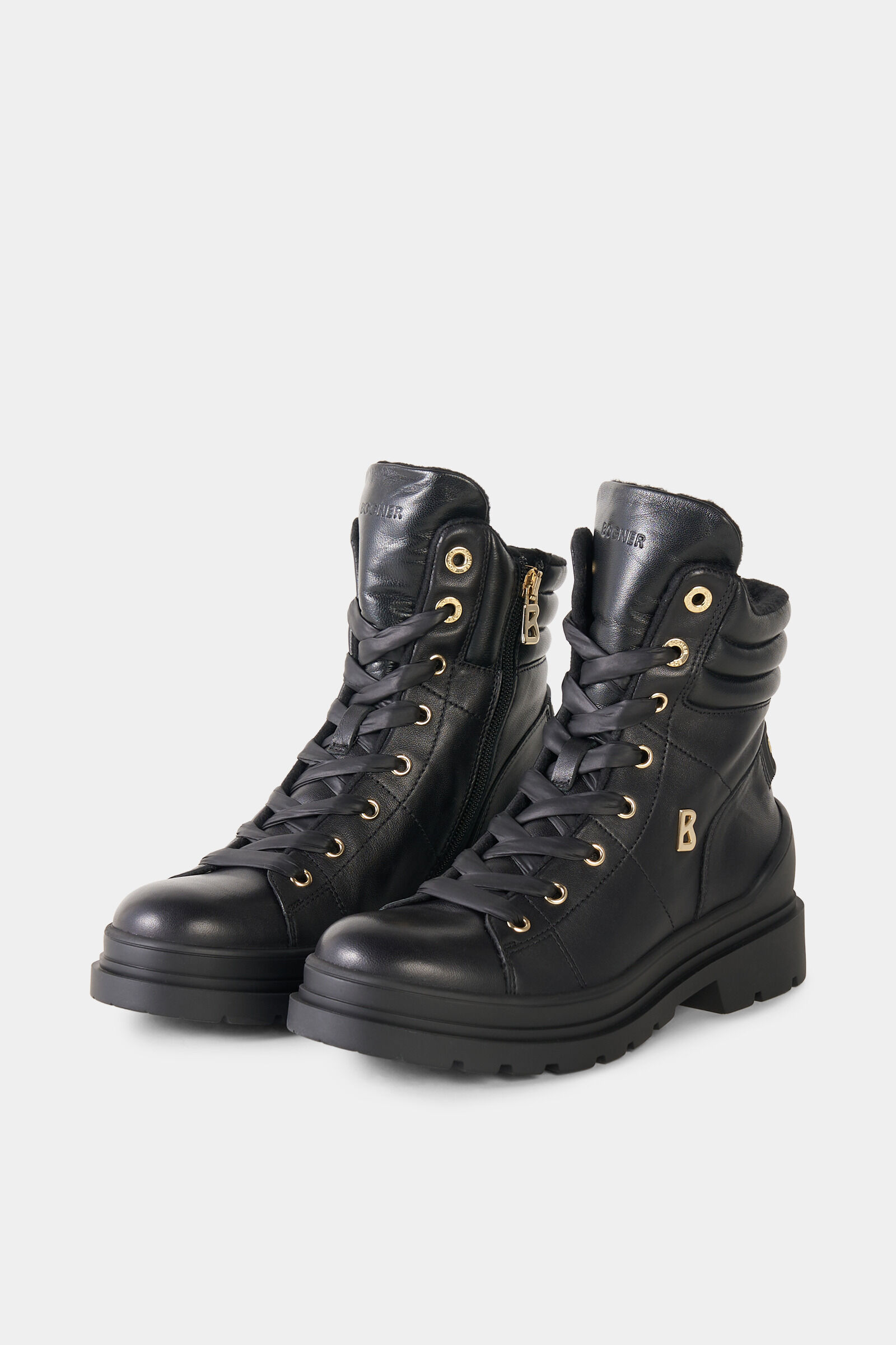 St. Moritz lace-up boots with spikes Black