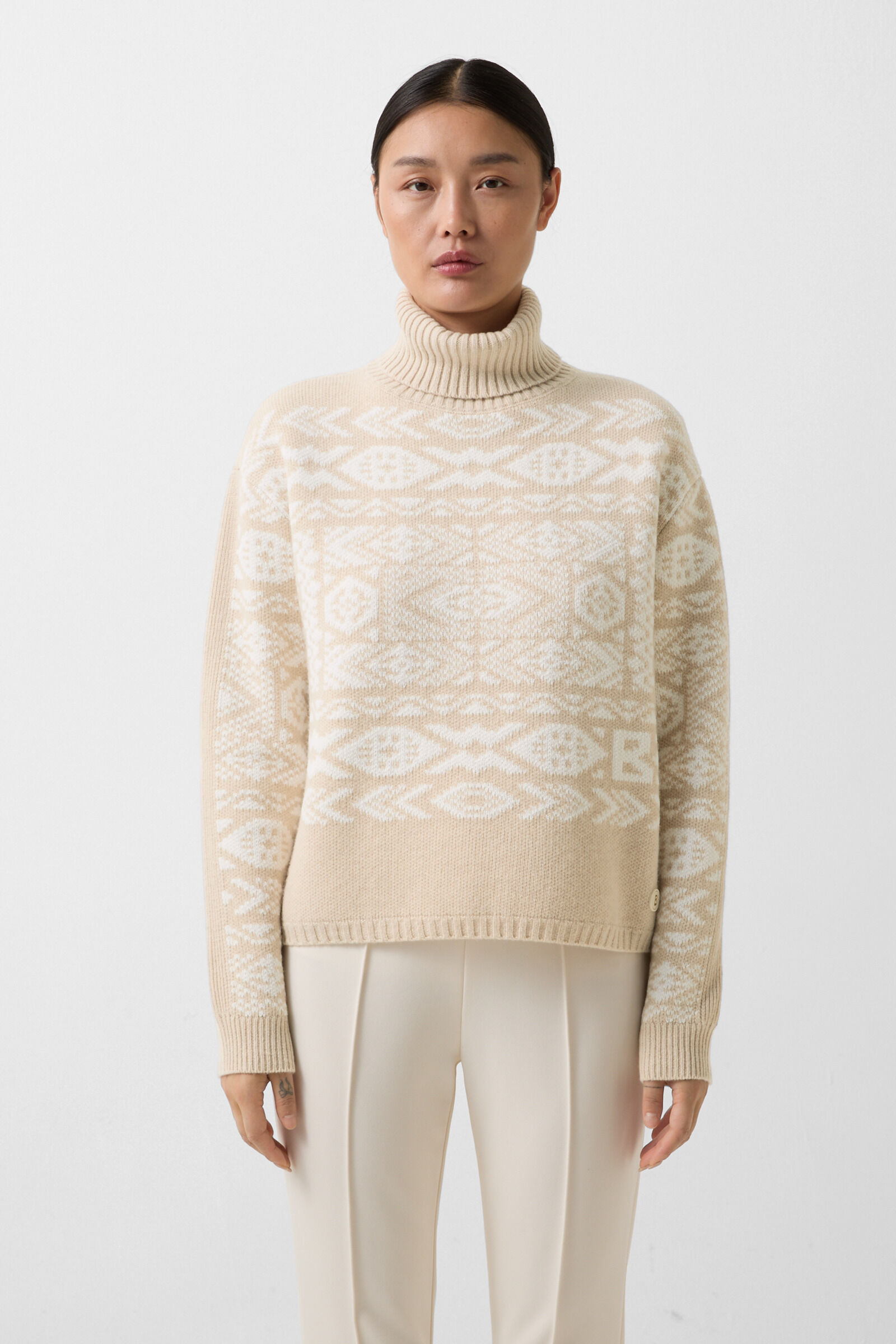 Jacquard jumper Nadin Beige/white