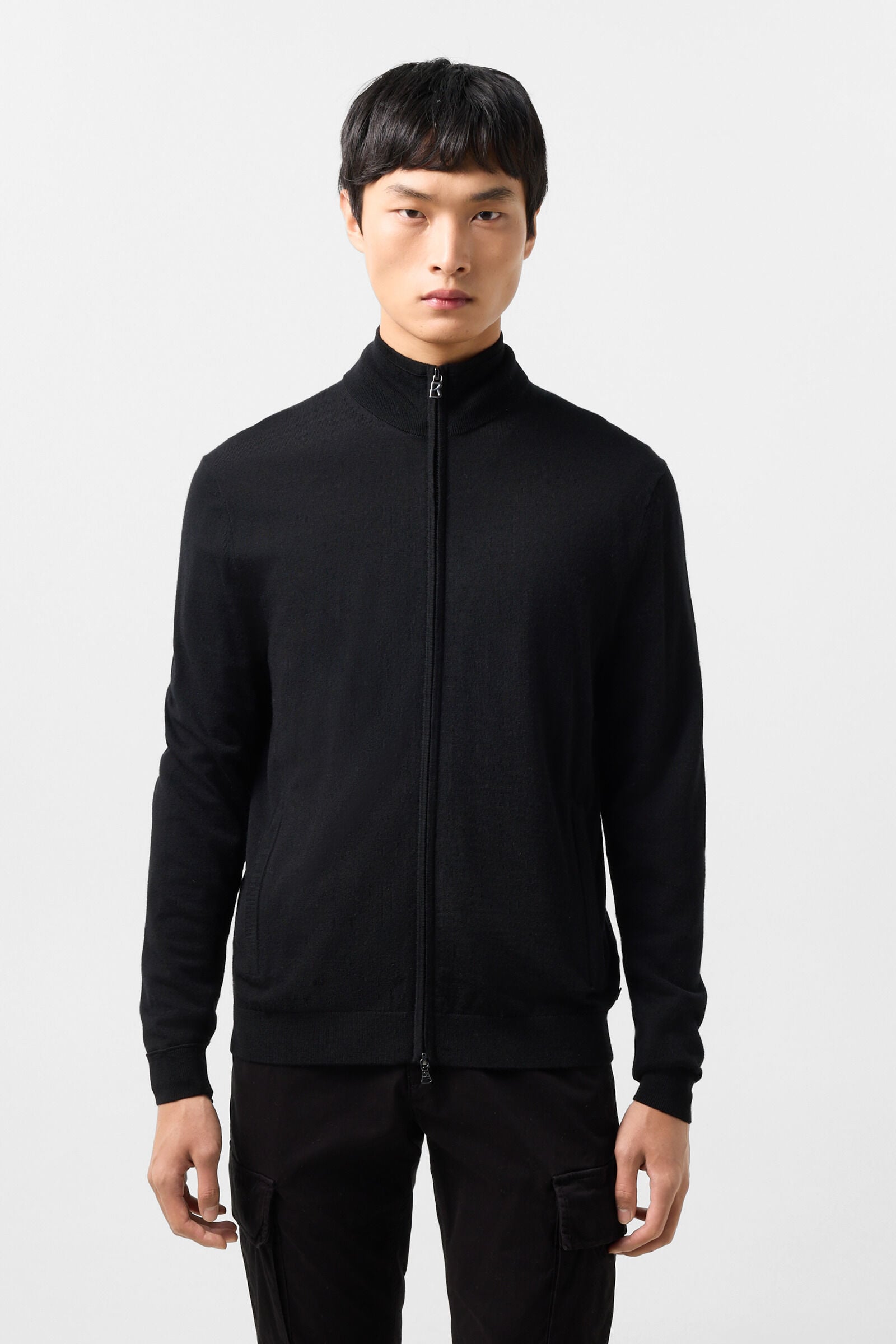 Oscar virgin wool knit jacket Black
