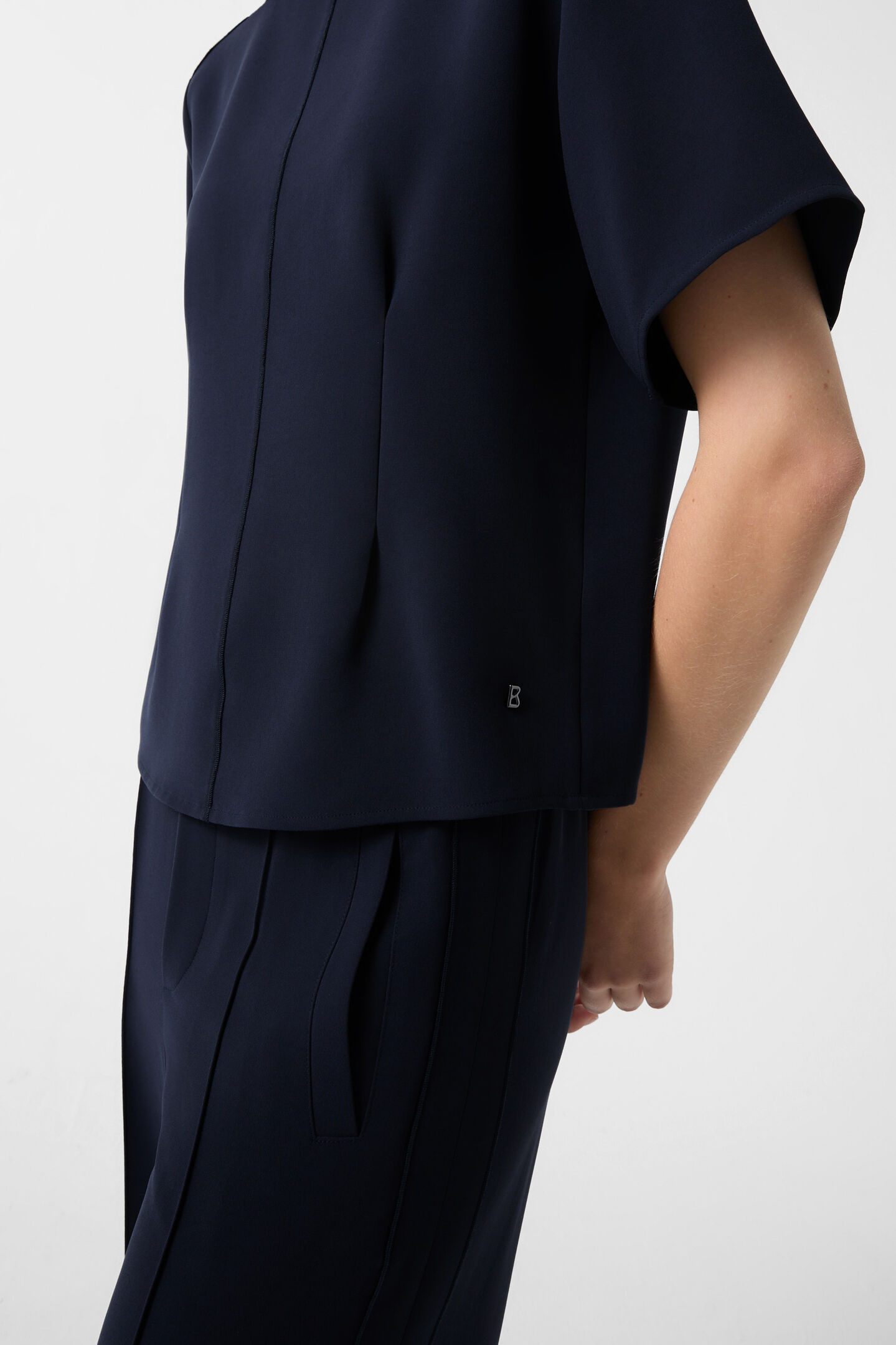 Crêpe-Shirt Scarlet Navy-Blau