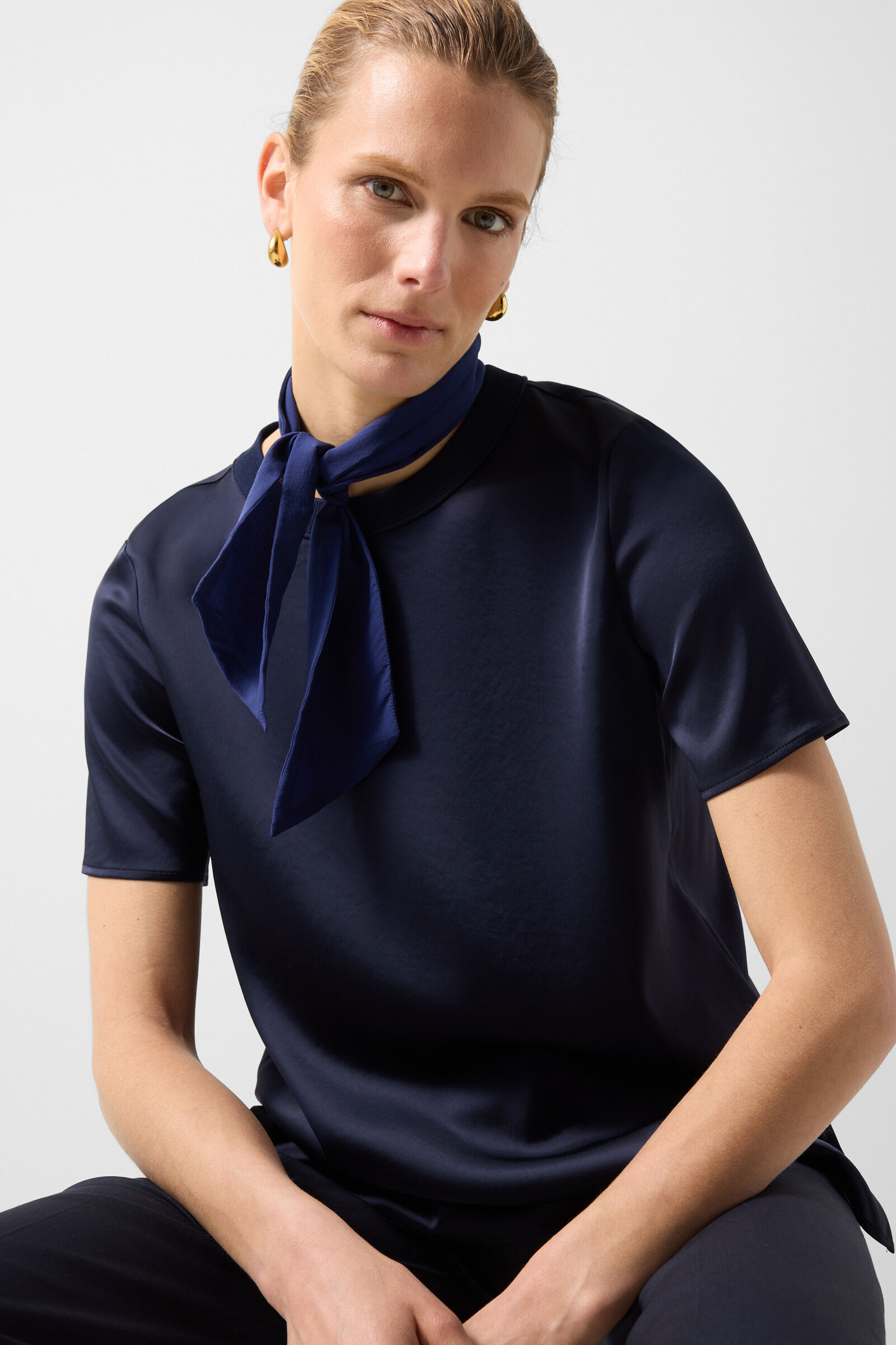 Satin shirt Dylan Navy blue