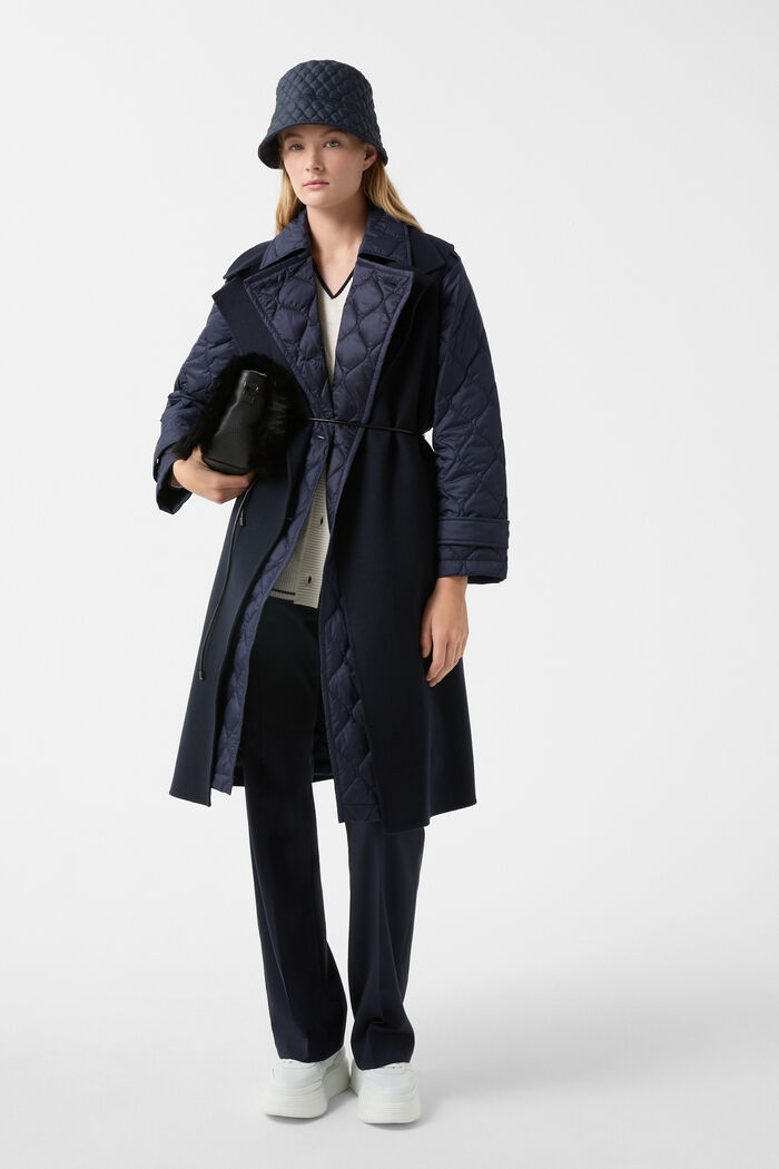 Gewatteerde trenchcoat Ivoor Marineblauw Gewatteerde trenchcoat Ivoor Marineblauw