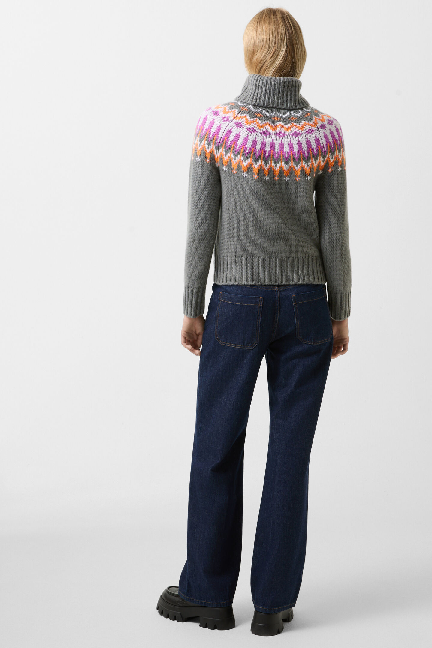 Norwegian jumper Ingrid Khaki/Orange/Pink