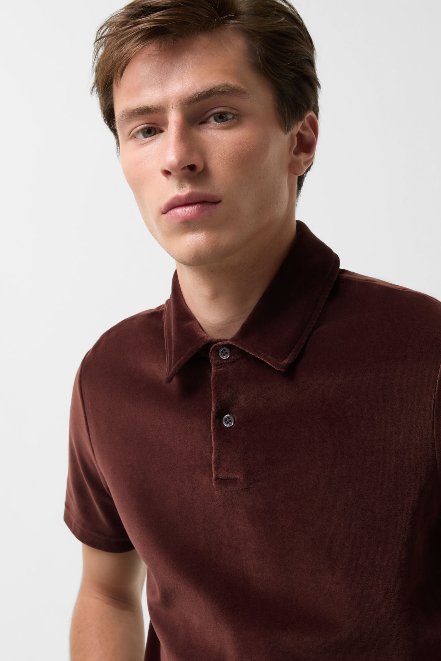 Vincenzo velour polo shirt Wine red