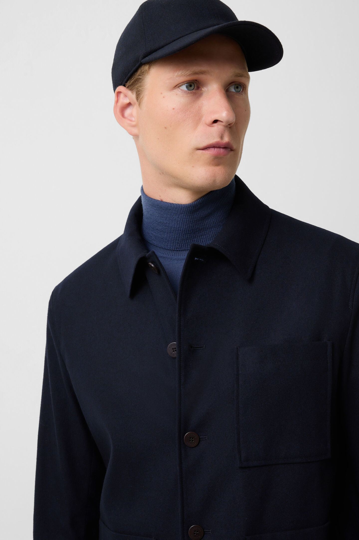 Mirco flanellen overhemd Marineblauw