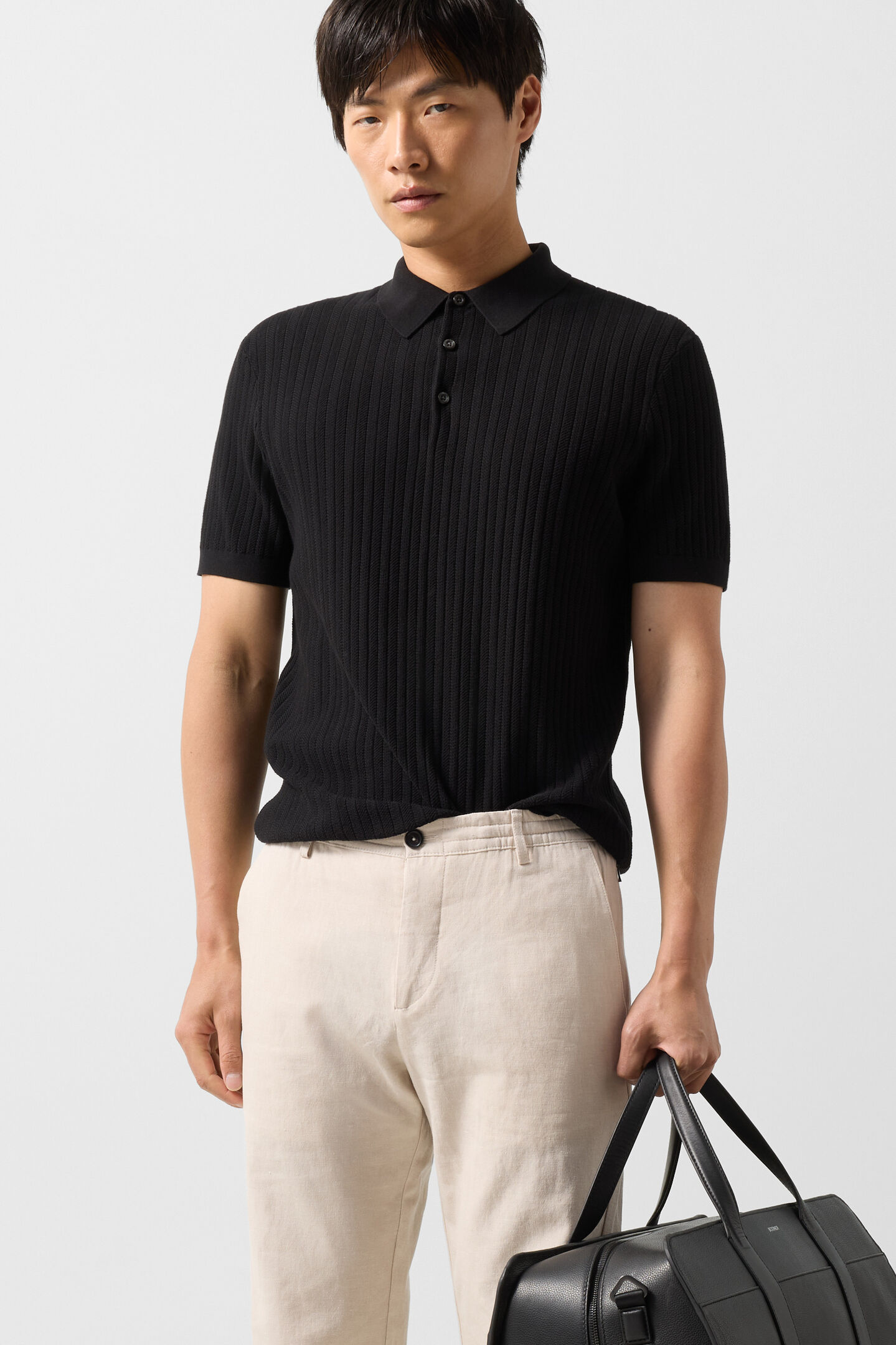 Tobias knitted polo shirt Black