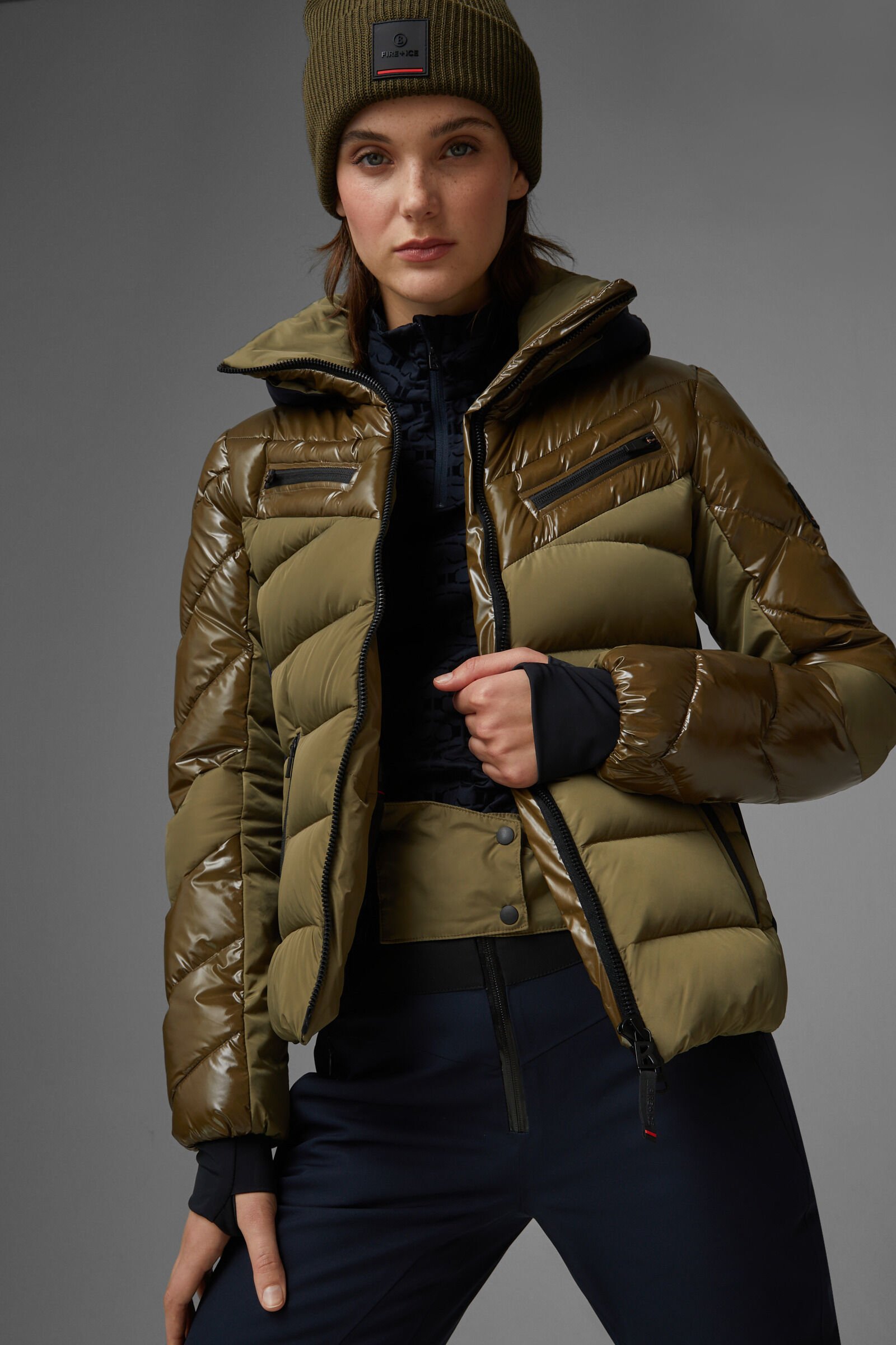 Khaki ski jacket womens store