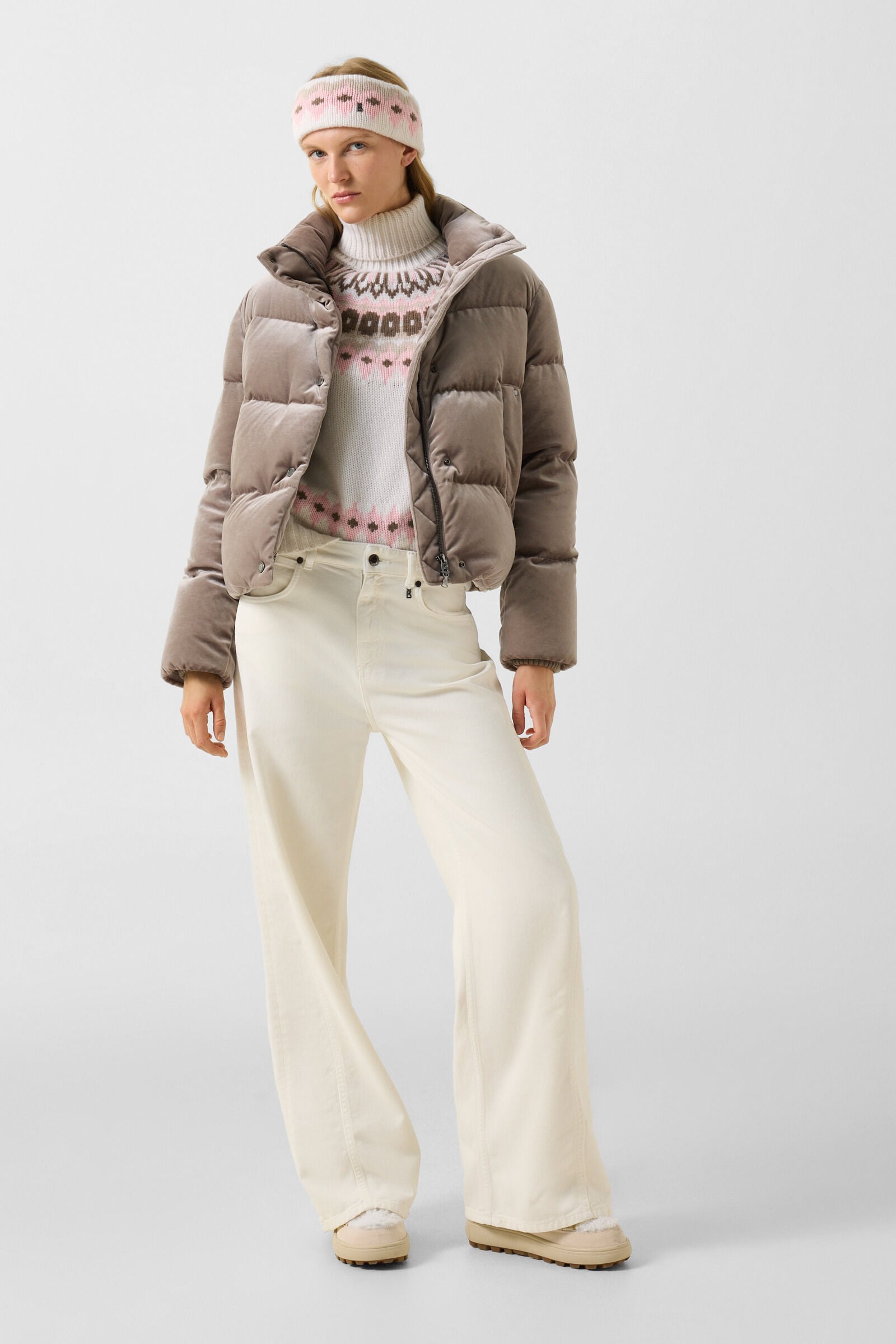 Ingrid cashmere jumper and Norwegian-style jumper Off-white/pink/brown