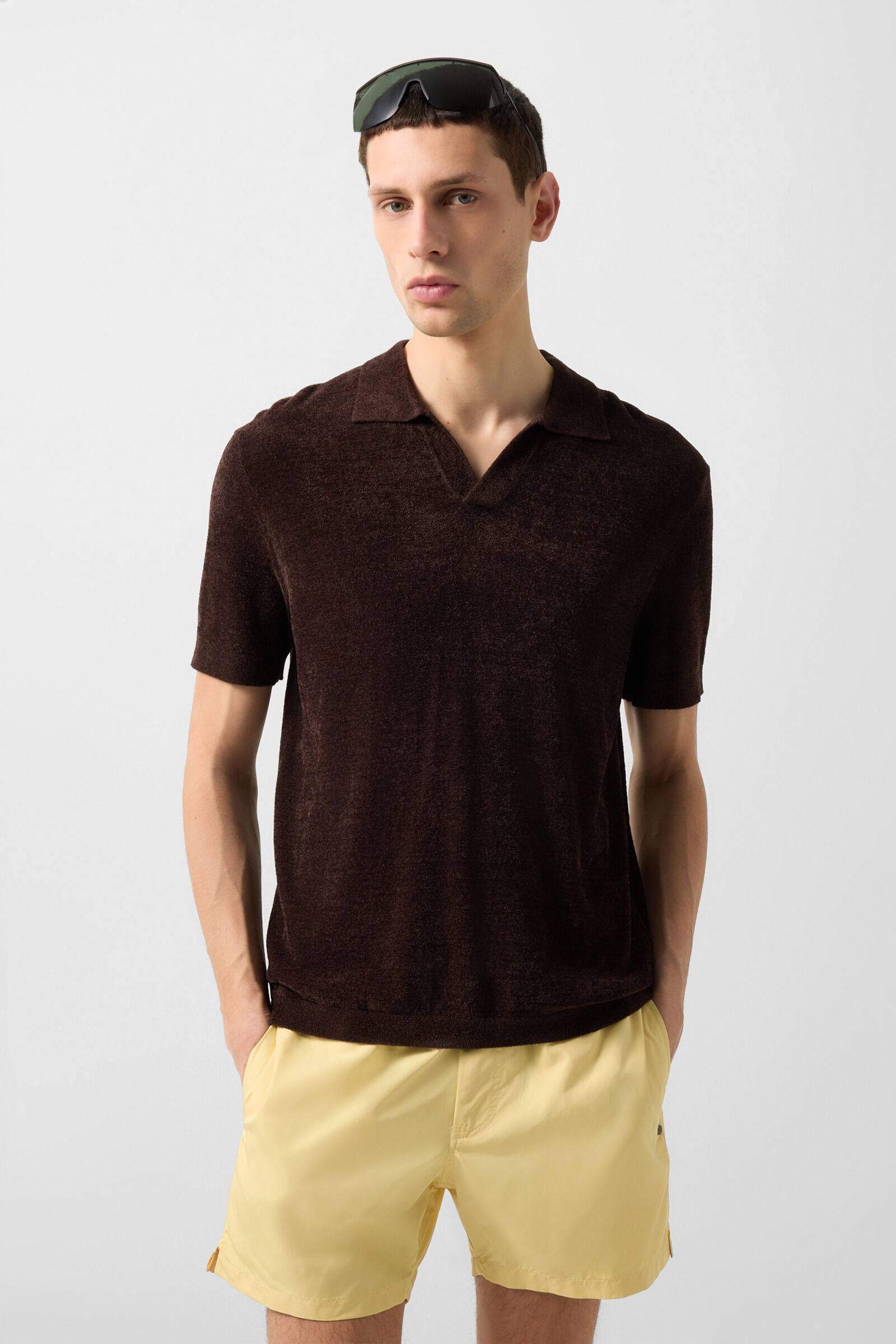 Finn knitted polo shirt Dark brown