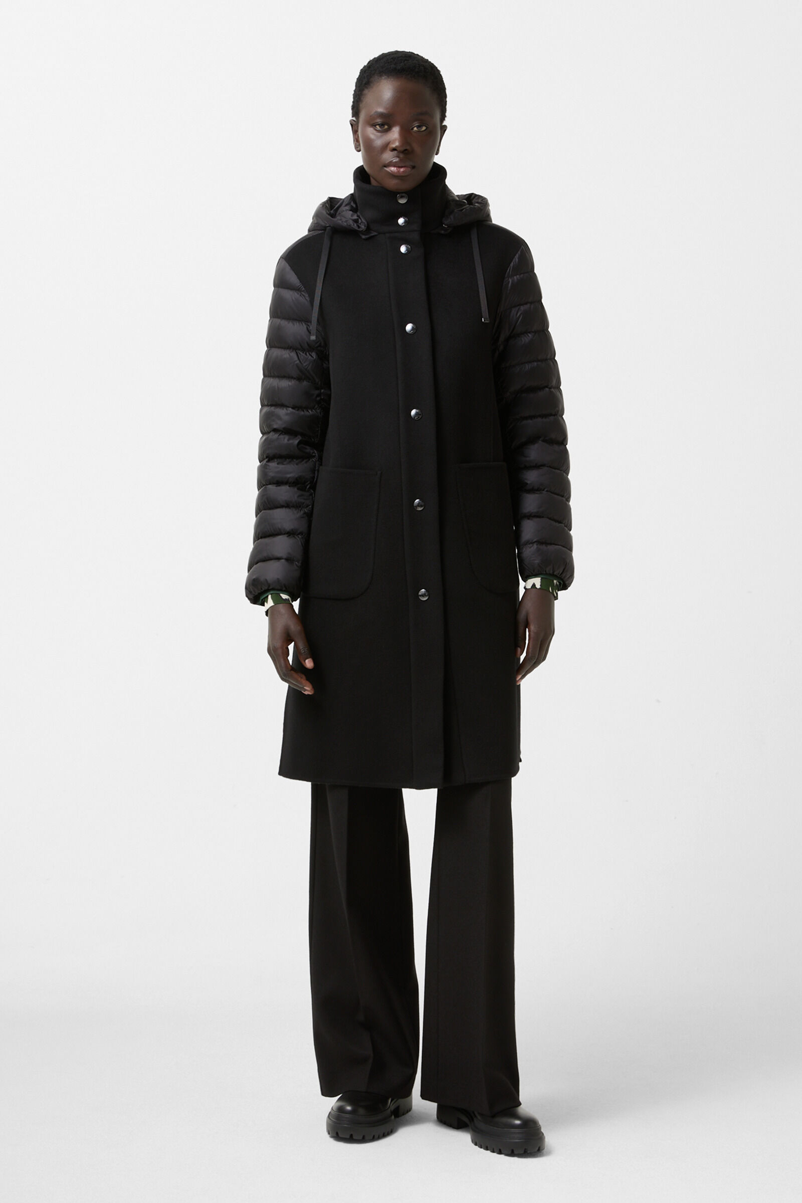 Isy woollen down coat Black