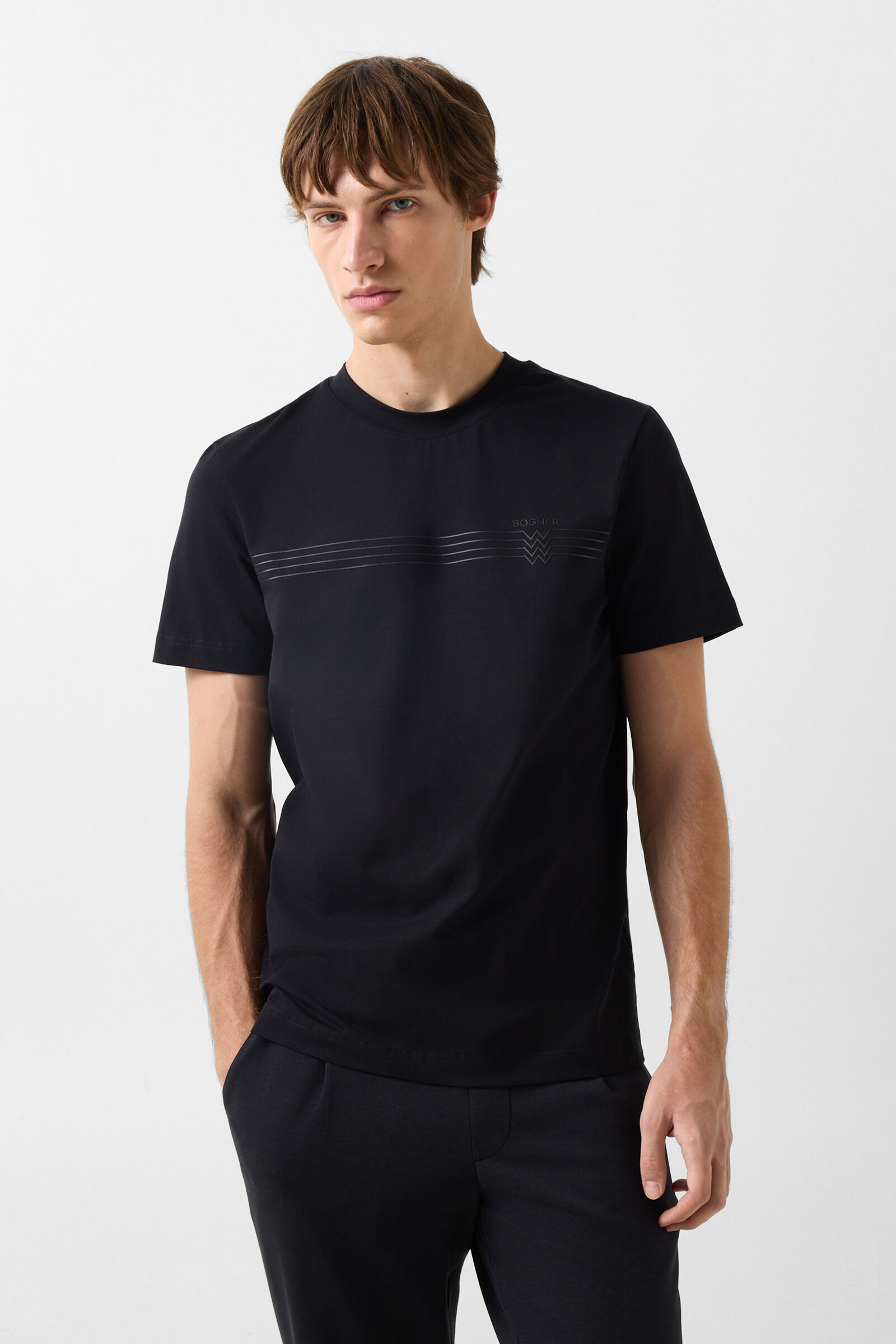 Baumwollmix-T-Shirt Ryan Schwarz