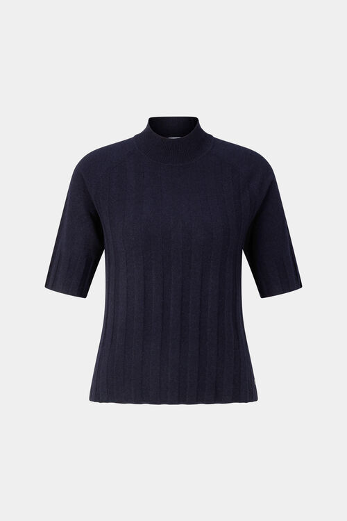 Schurwoll-Kaschmir-Shirt Tina Navy-Blau