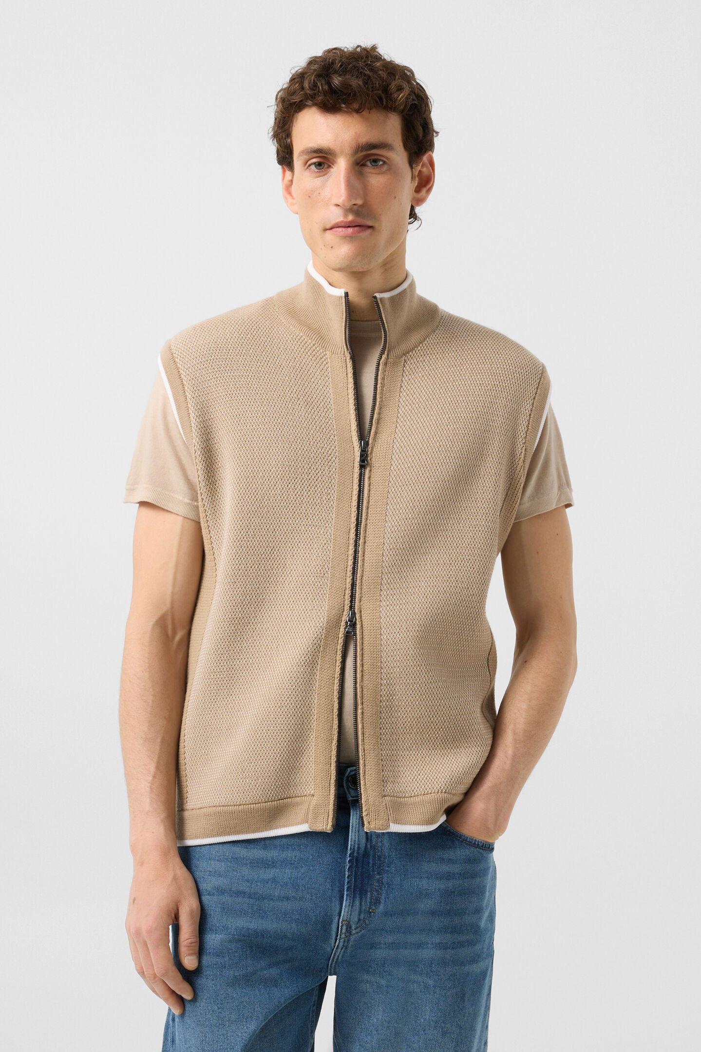 Enzo knitted waistcoat Beige/white