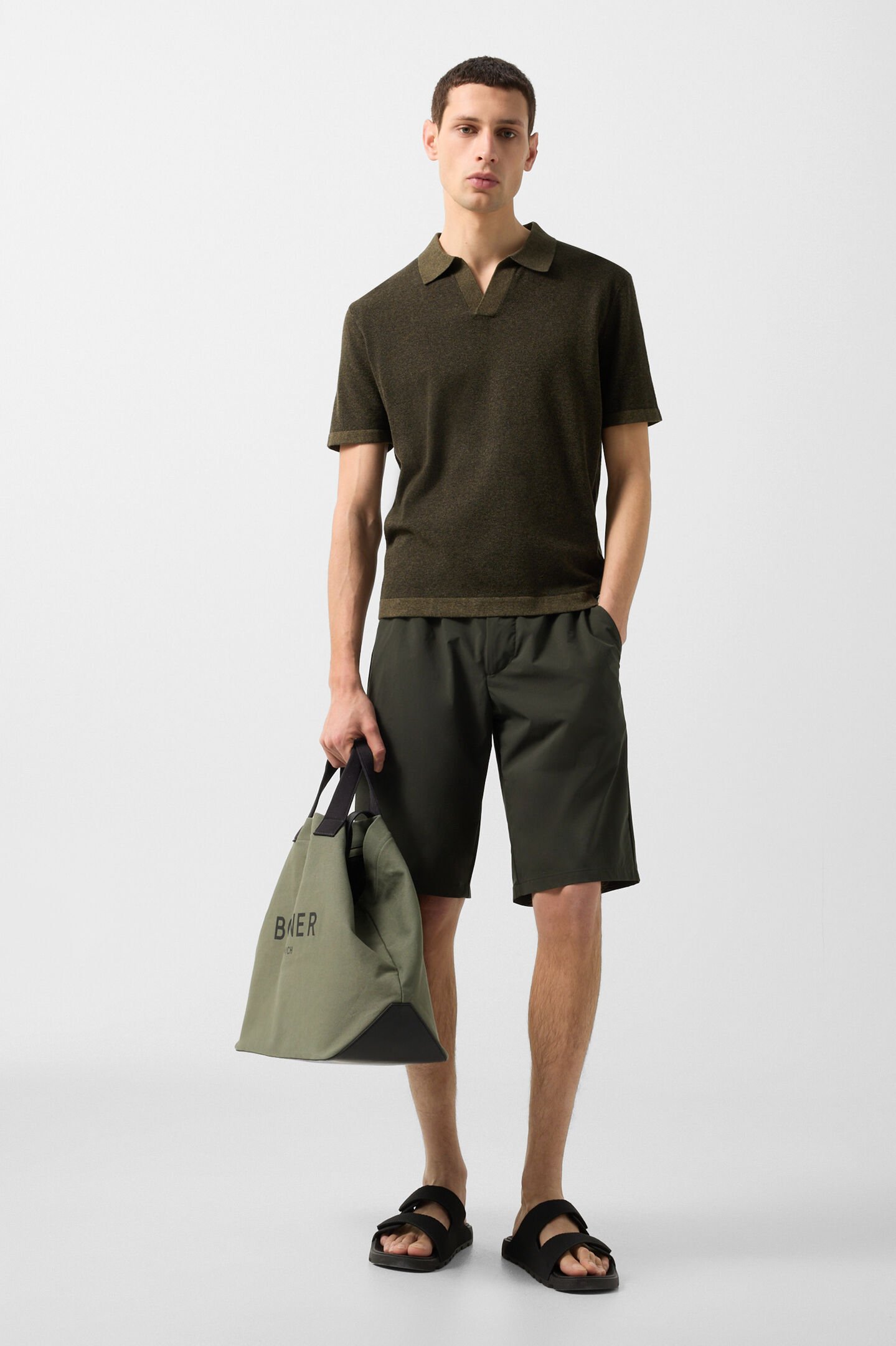 Lyon knitted polo shirt Olive green