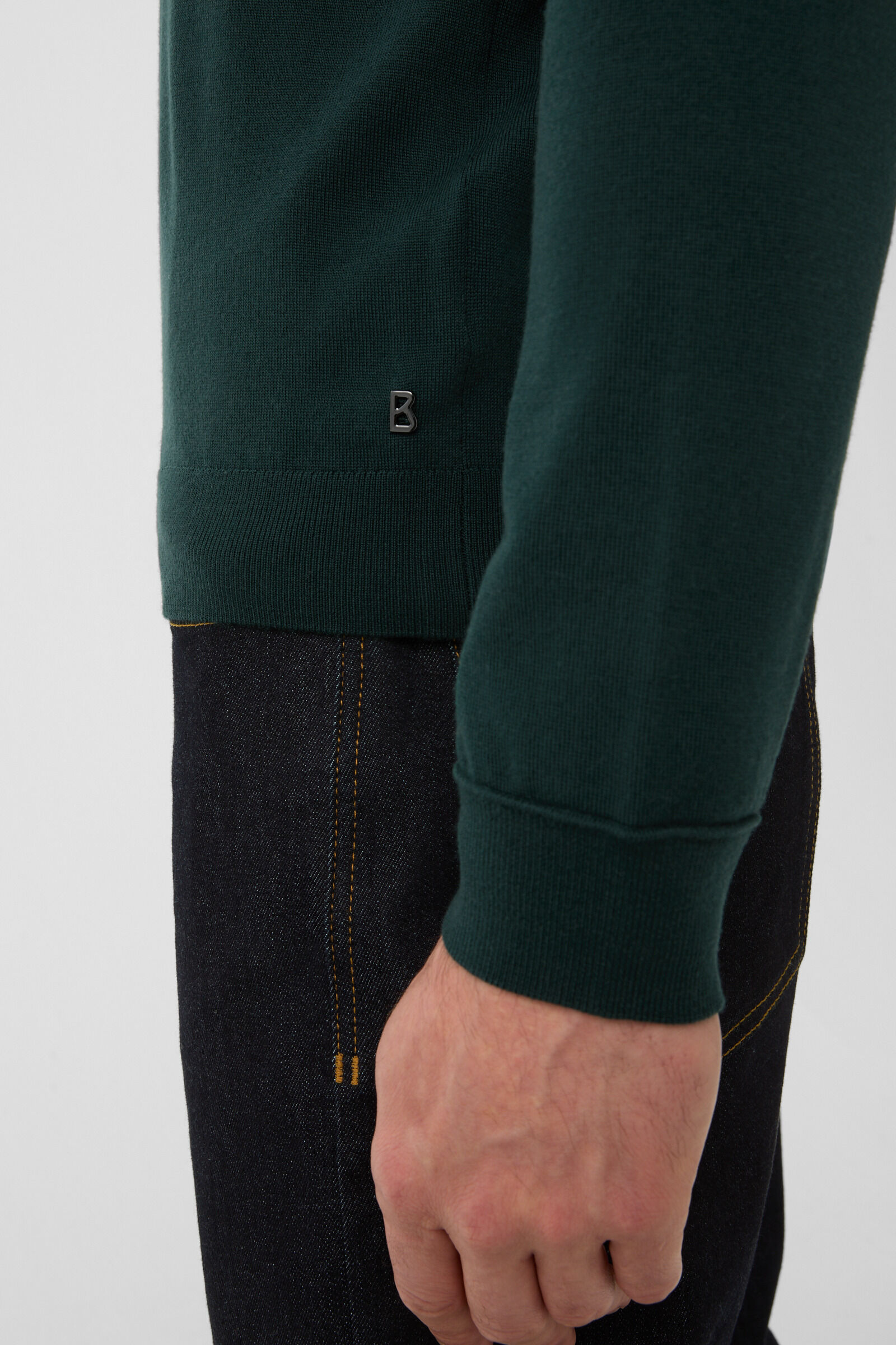 Troyen en maille fine Ouri Vert fonc&eacute;