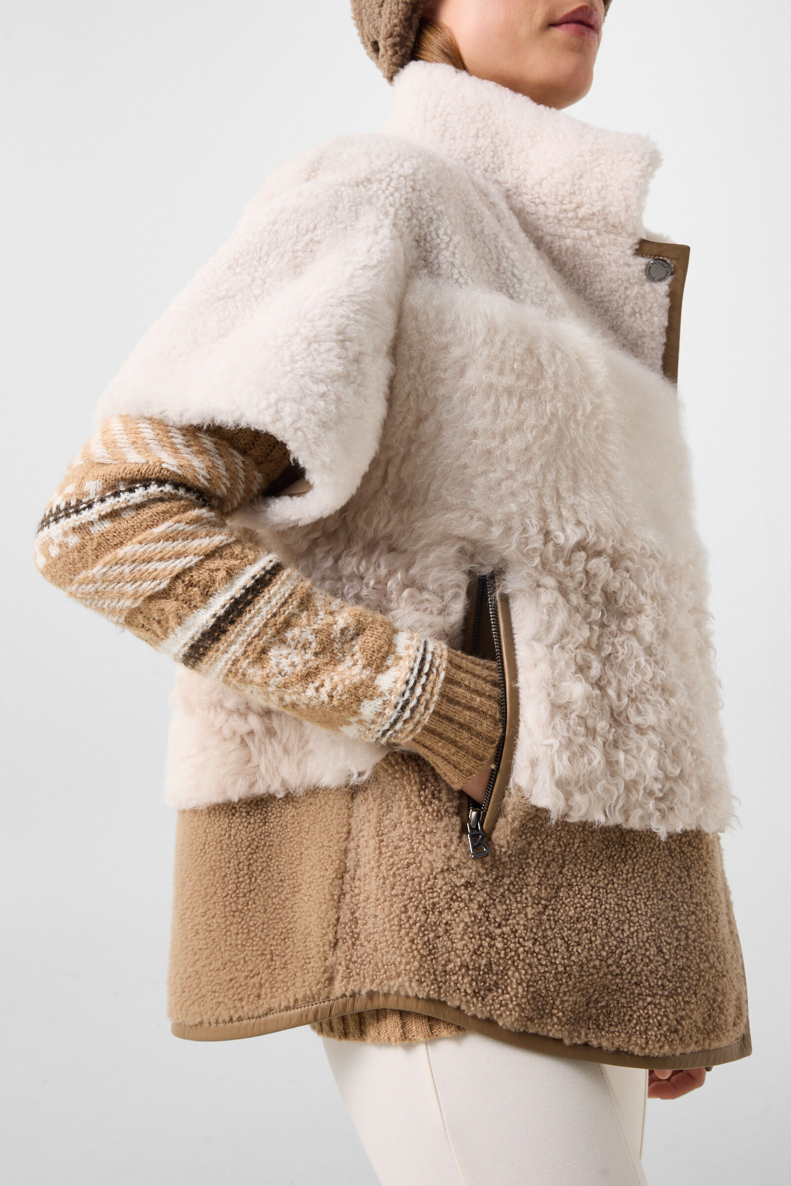 Lexy Lambskin Jacket Cream/Brown