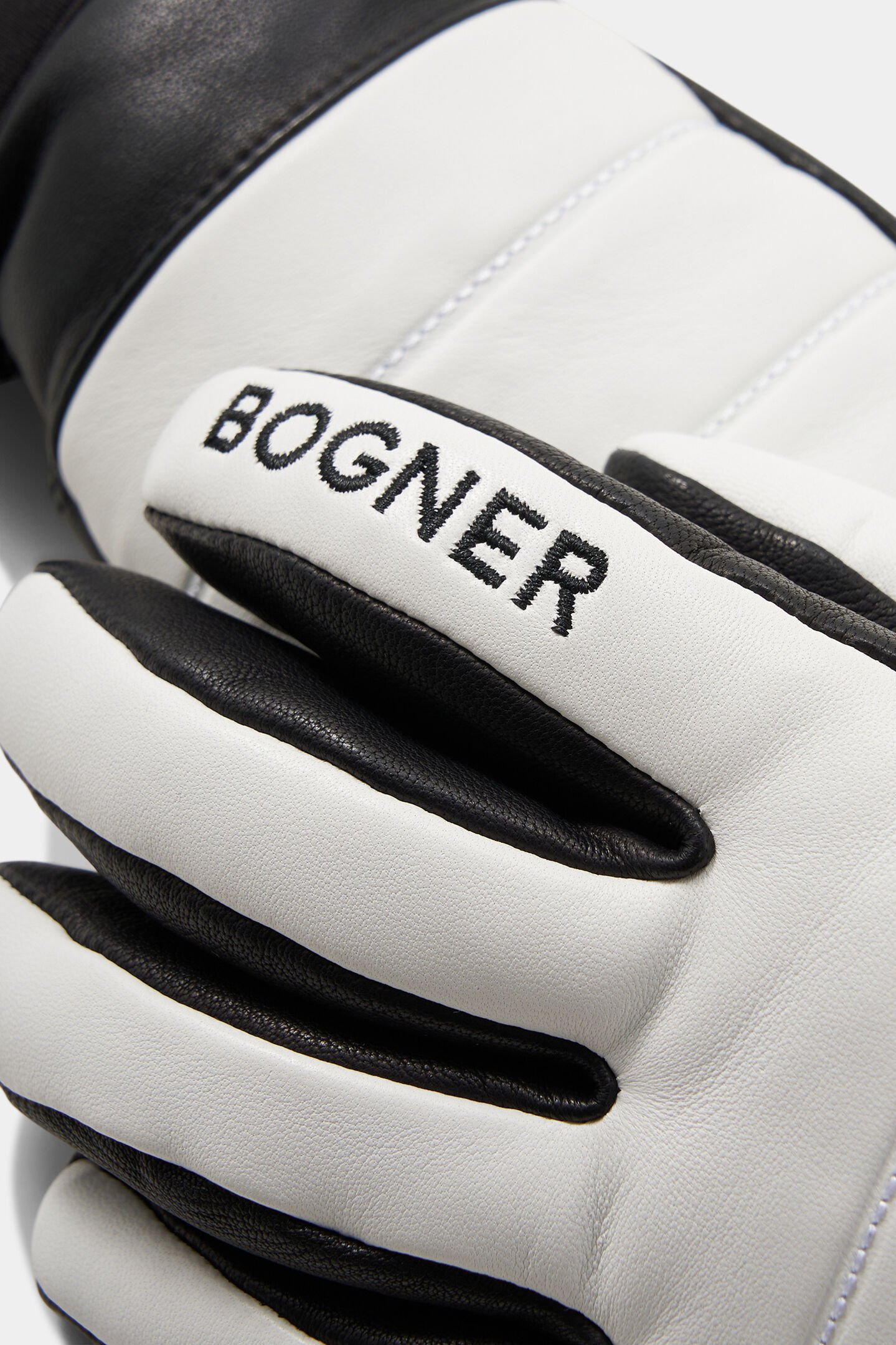 Leder-Handschuhe Thea Weiß/Schwarz