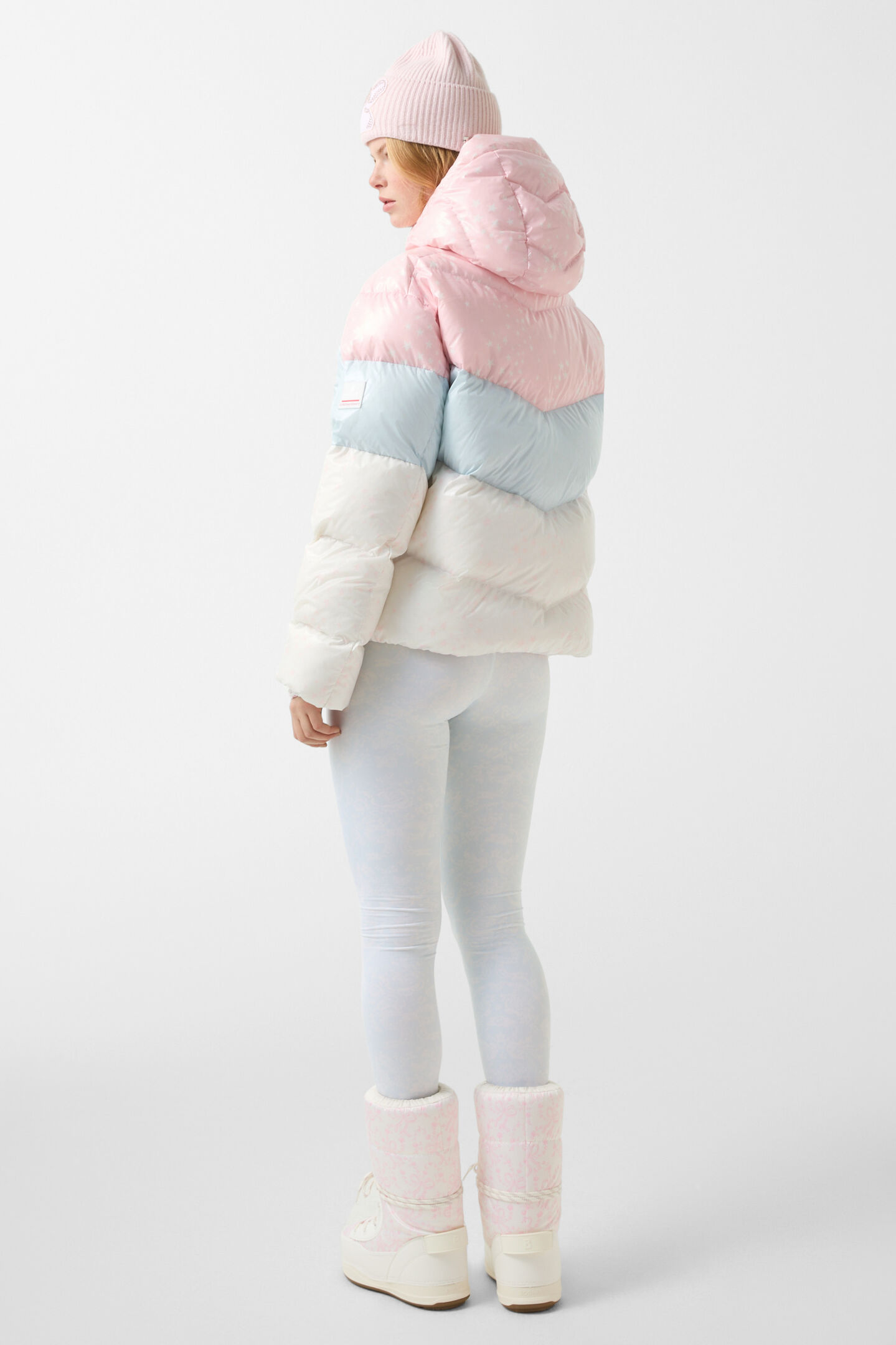 Vally down jacket Pink/light blue/white