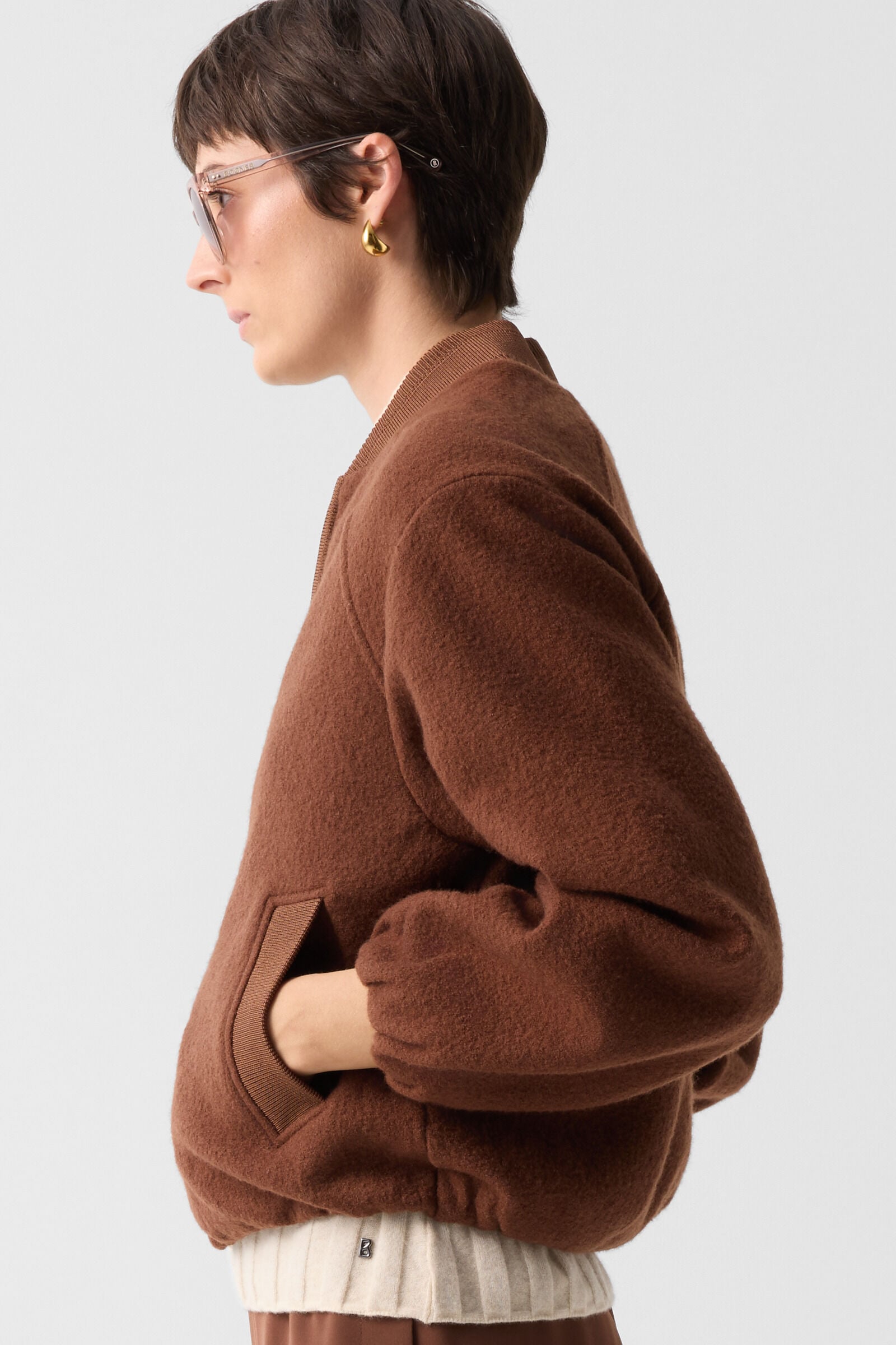 Editha woollen blouson Brown