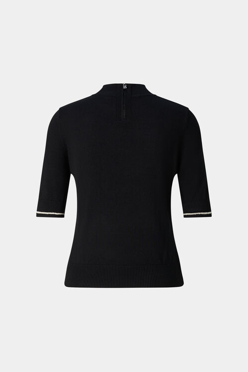 Schurwoll-Seiden-Strick-Shirt Antonia Schwarz