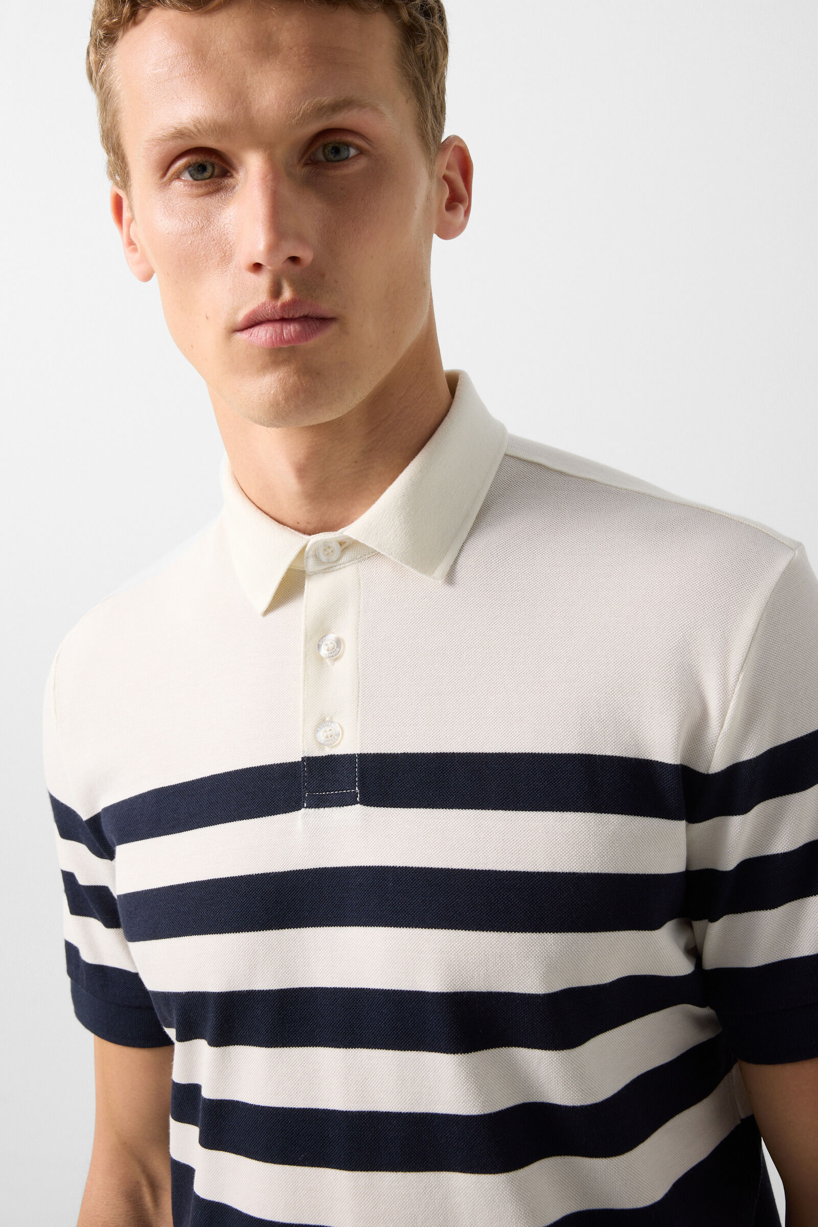 Funktions-Polo-Shirt Antonio Navy-Blau/Off-White