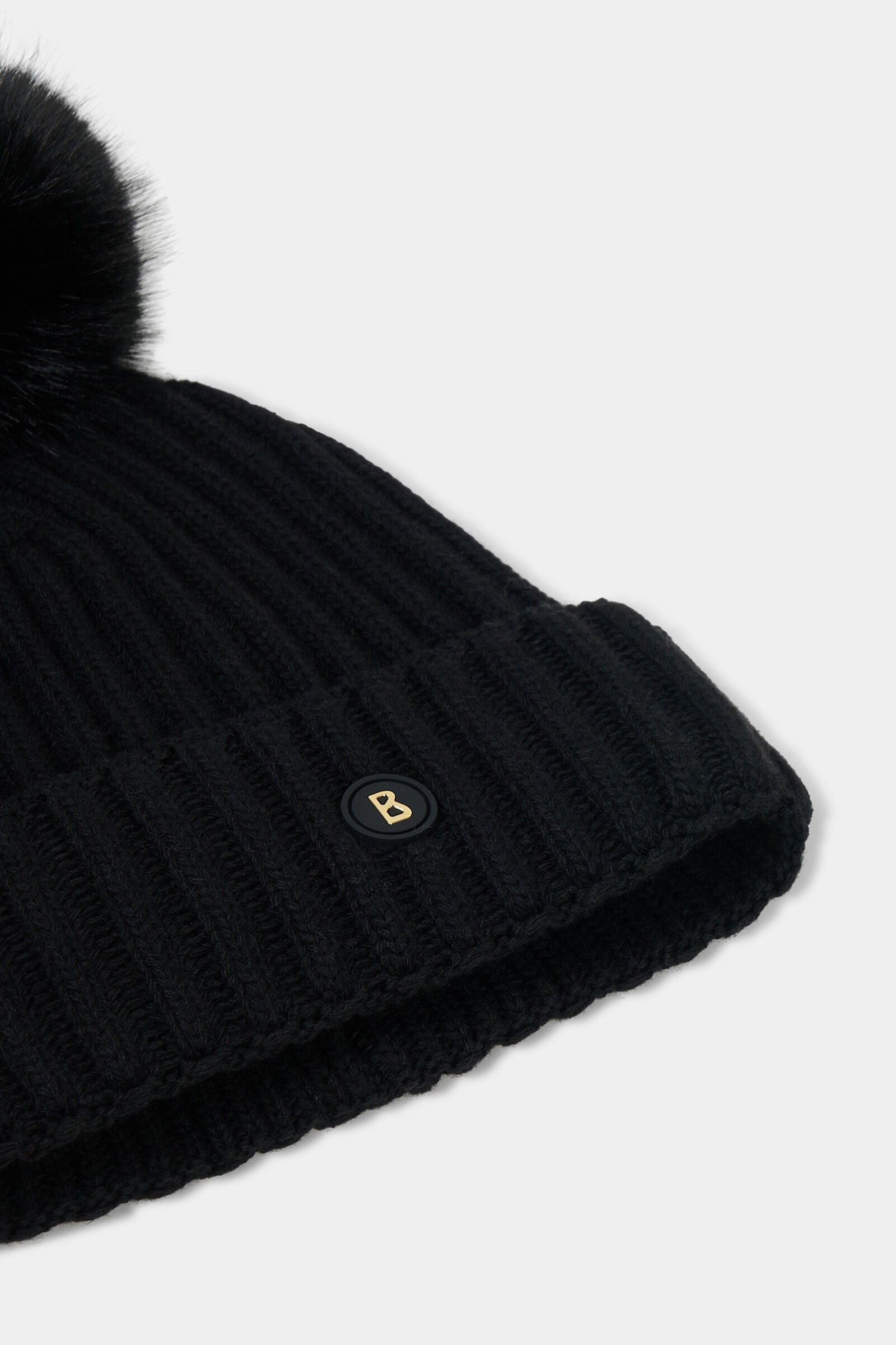 Ranya virgin wool and knitted cashmere hat Black