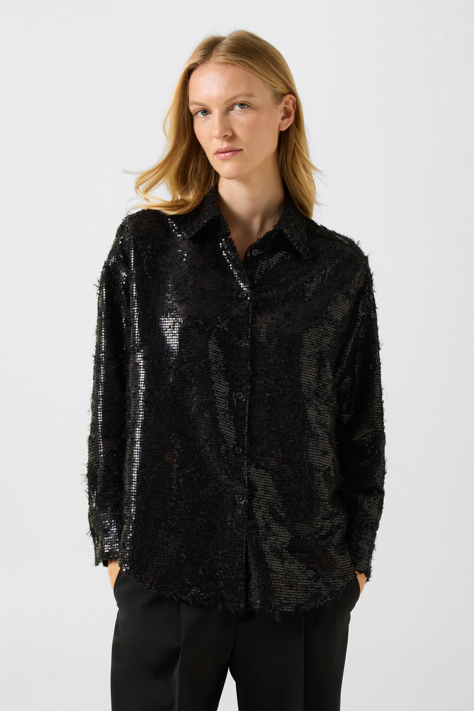 Florence sequinned shirt blouse Black