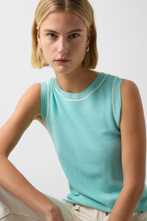 Strick-Top Phia Cyan-Blau